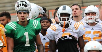 Jalen Hurd (left) stands to be a big winner this fall because Alvin Kamara (right) was a big winner this spring.