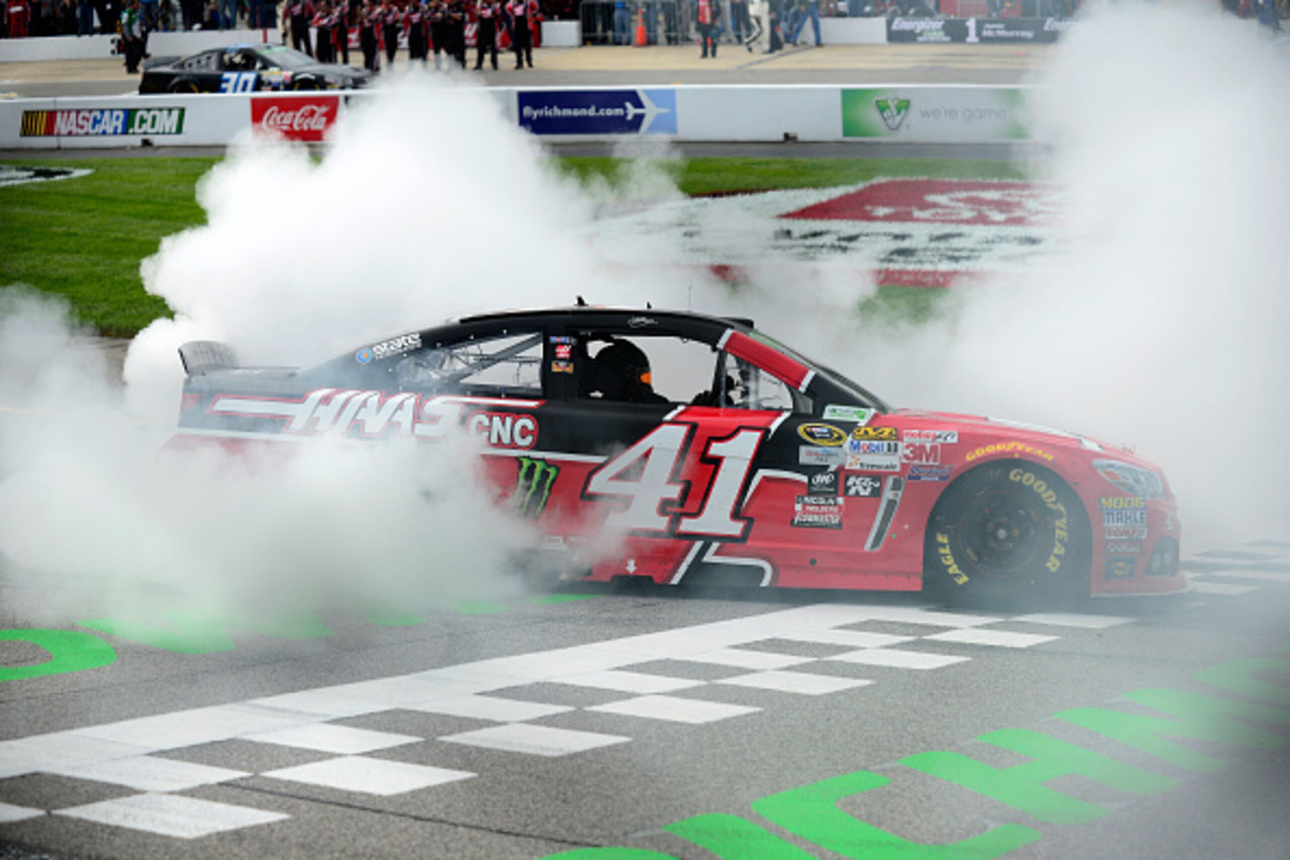 Kurt Busch, driver of the No. 41 Stewart-Haas Racing Chevrolet, smoked out the competition at Richmond.