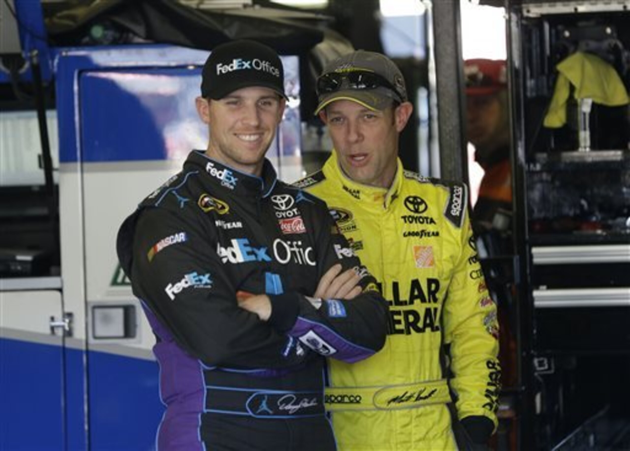 Denny Hamlin (left) and Joe Gibbs Racing teammate Matt Kenseth are having an up-and-down season.