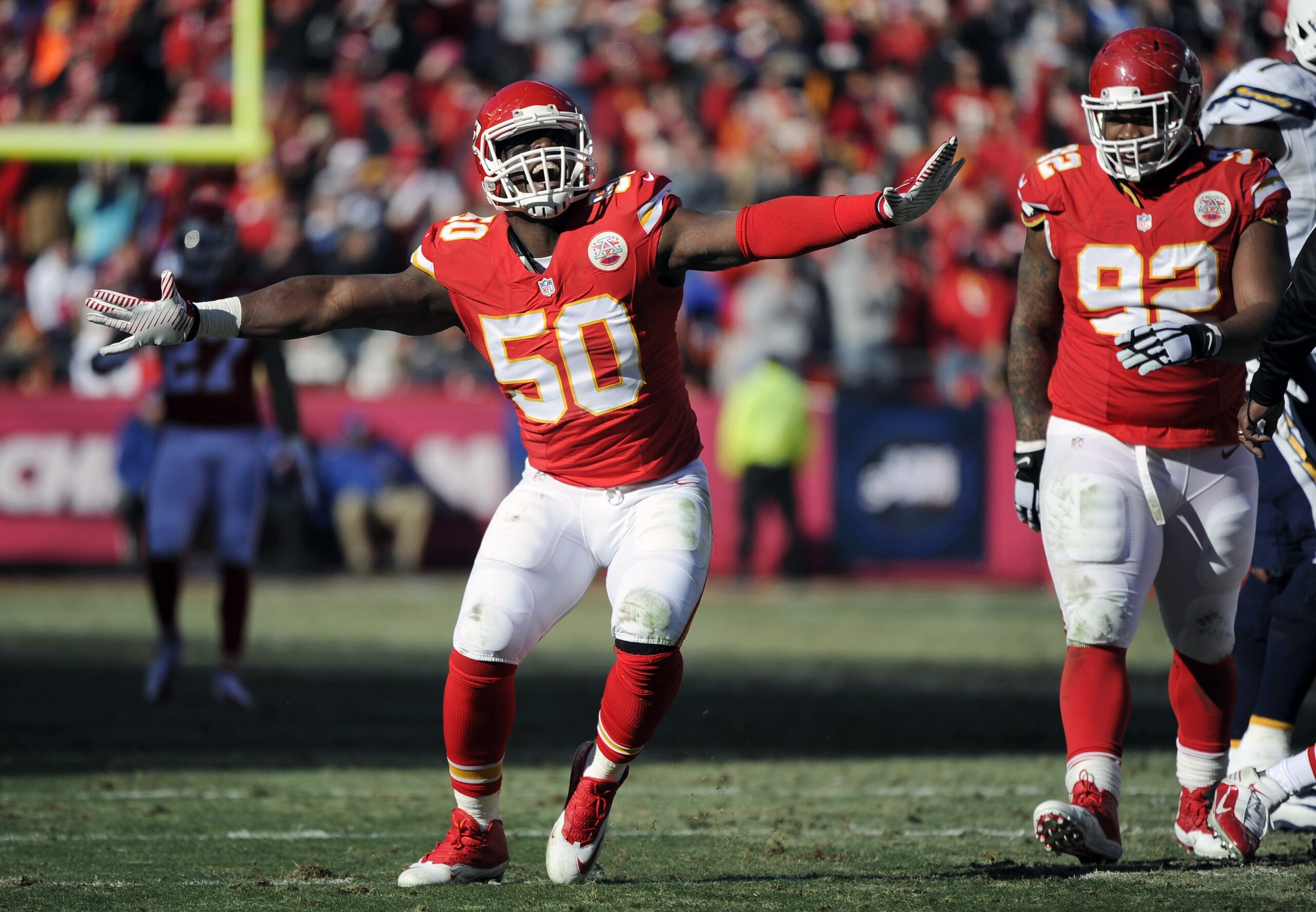 Former Georgia linebacker John Houston (50) is one of eight SEC alums who were voted NFL All-Pro players in 2014.