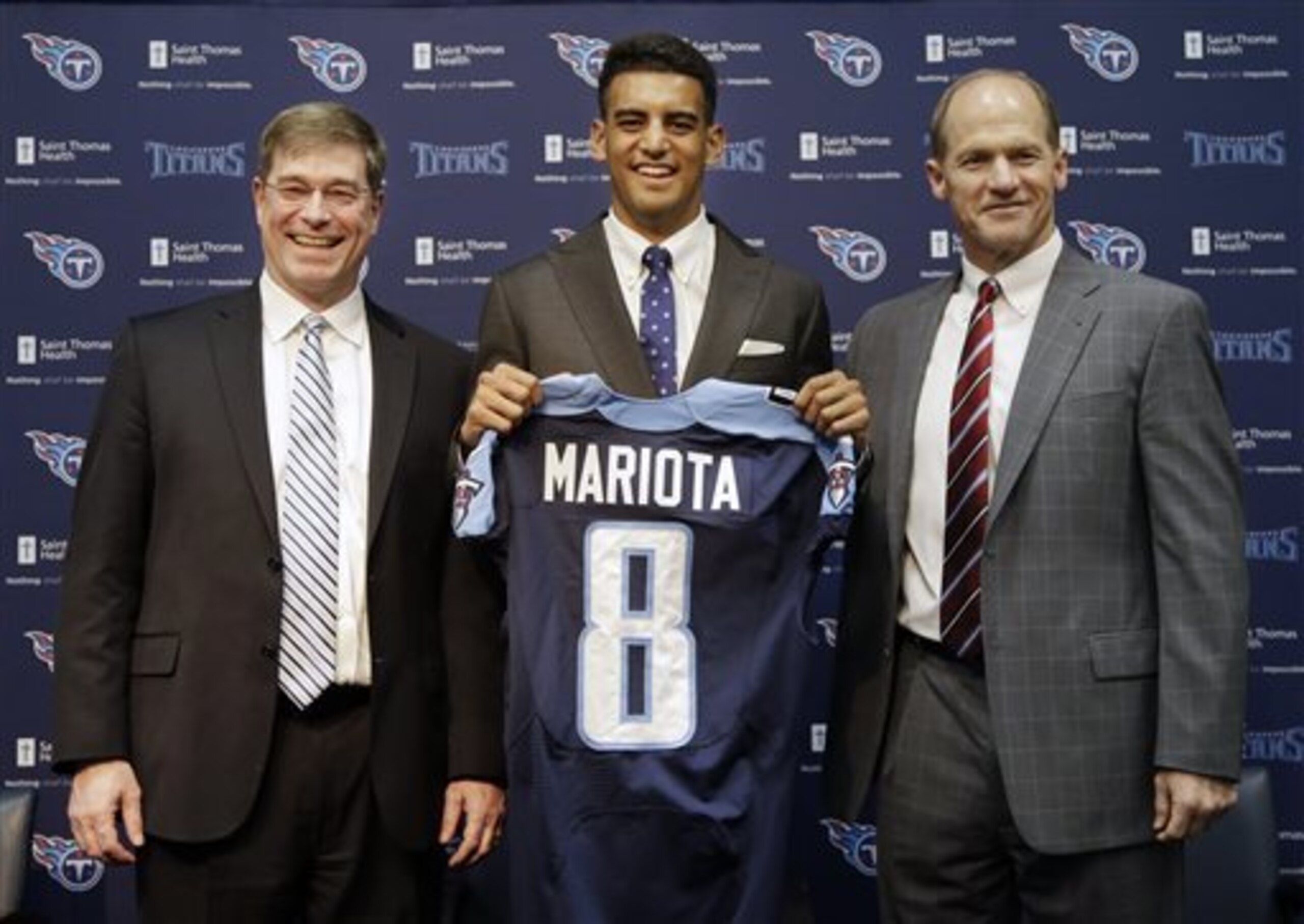 The Titans decided to stand pat at No. 2 and select Heisman Trophy winner Marcus Mariota to be their quarterback of the future. The Titans decided to stand pat at No. 2 and select Heisman Trophy winner Marcus Mariota to be their quarterback of the future.