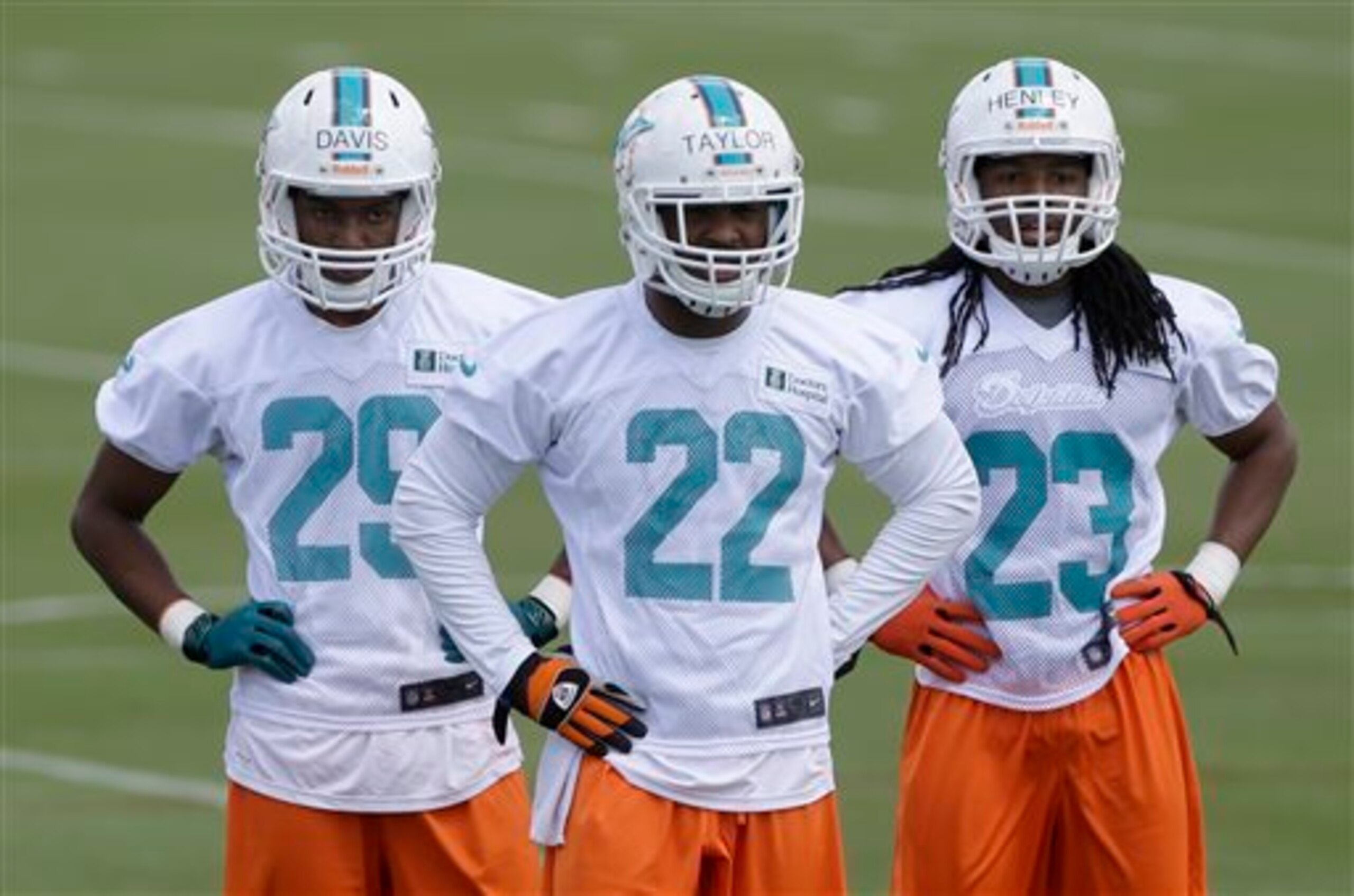 Will Davis (29) and Jamar Taylor (22) have to step up to make an impact in the Dolphins' secondary.