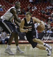 Hasheem Thabeet couldn't keep up with quicker, stronger players like Blake Griffin (right).