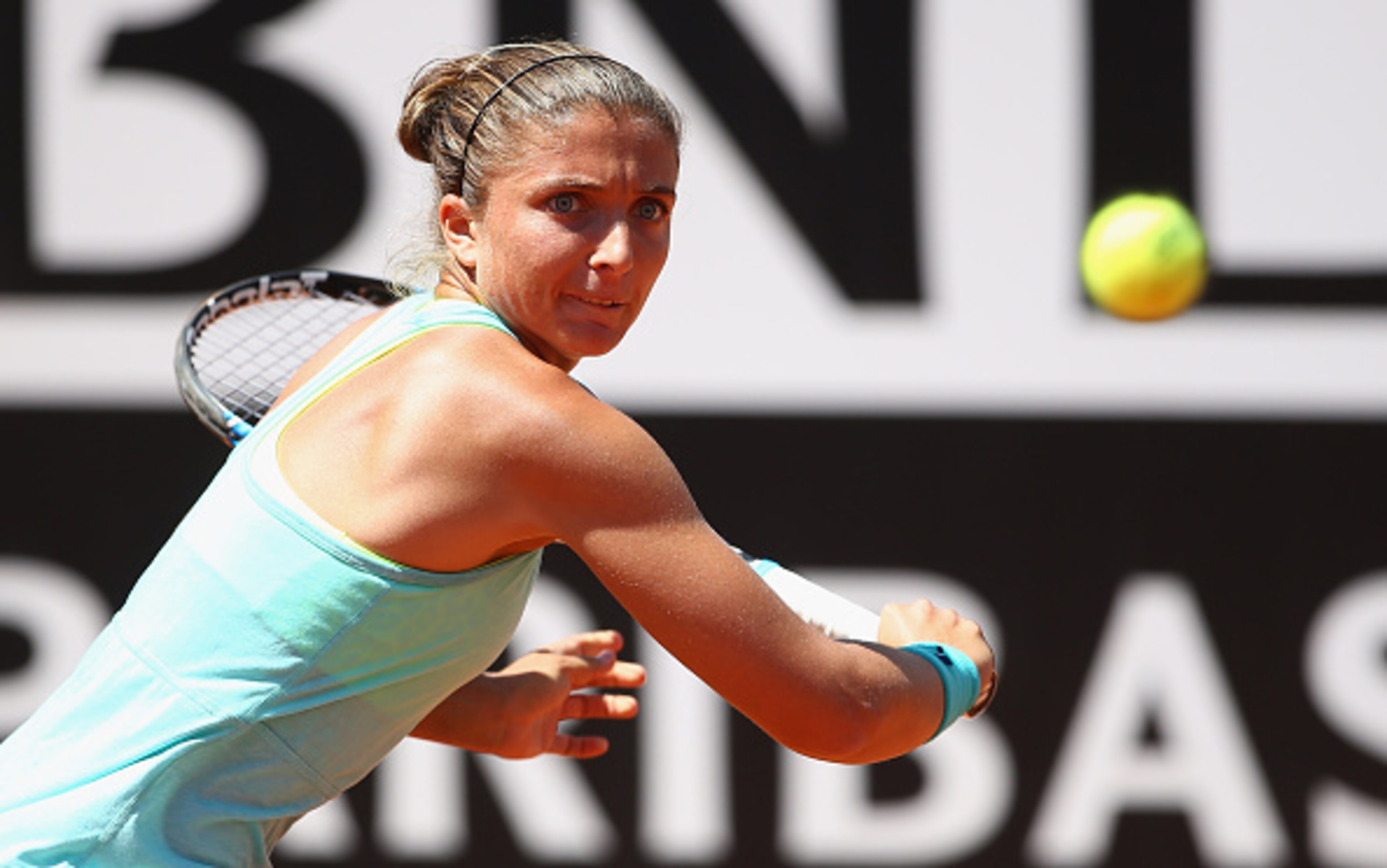 ROME, ITALY - MAY 11:  Sara Errani of Italy in action in her match against  Daniela Hantuchova of Slovakia on Day Two of the The Internazionali BNL d'Italia 2015 at the Foro Italico on May 11, 2015 in Rome, Italy.  (Photo by Ian Walton/Getty Images)