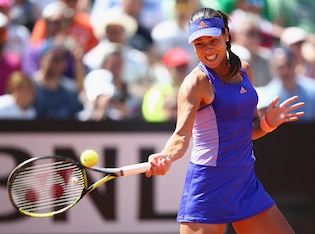 ROME, ITALY - MAY 13:  Ana Ivanovic of Serbia in action during her match against Daria Gavrilova of Russia on Day Four of the The Internazionali BNL d'Italia 2015 on May 13, 2015 in Rome, Italy.  (Photo by Ian Walton/Getty Images)