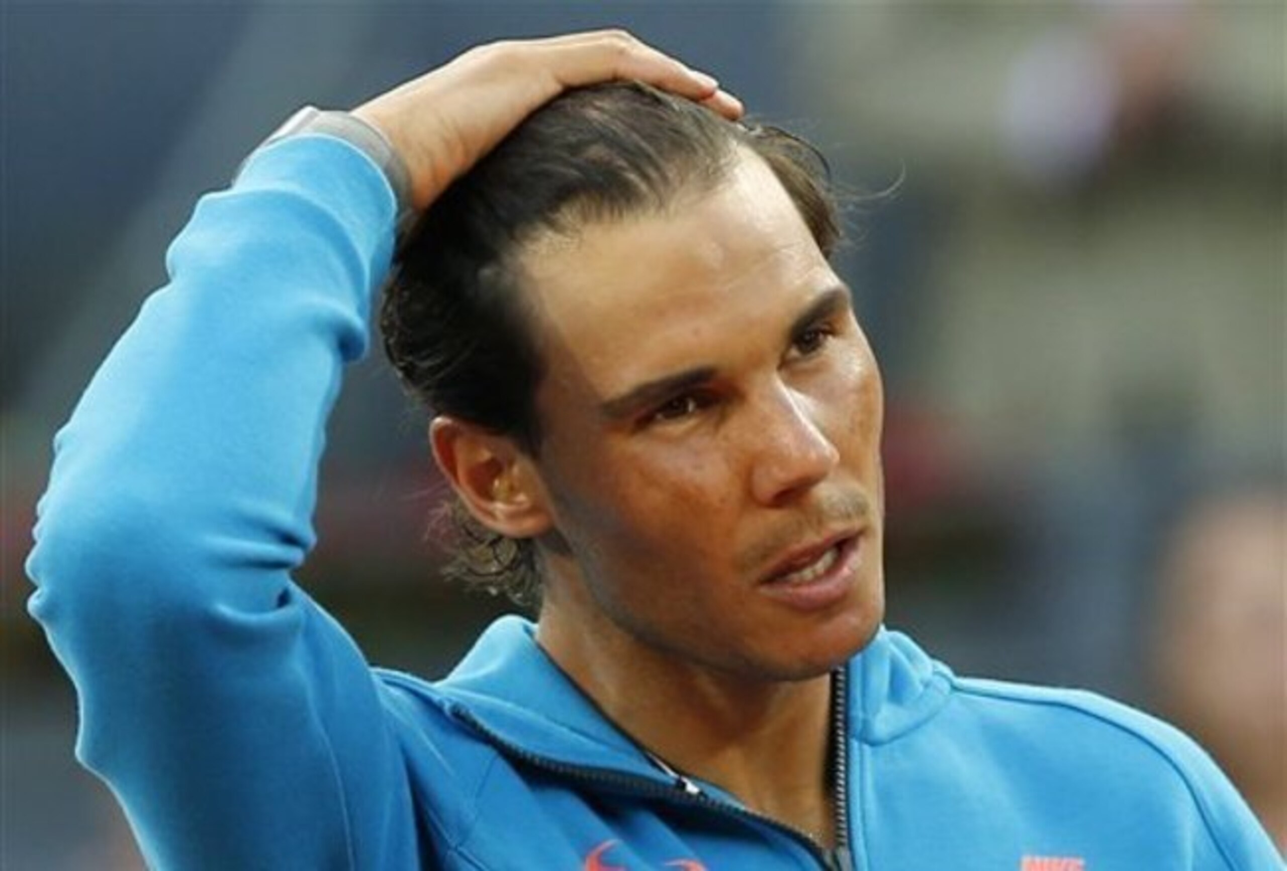 Rafael Nadal during a match at the 2015 Mutua Madrid Open.