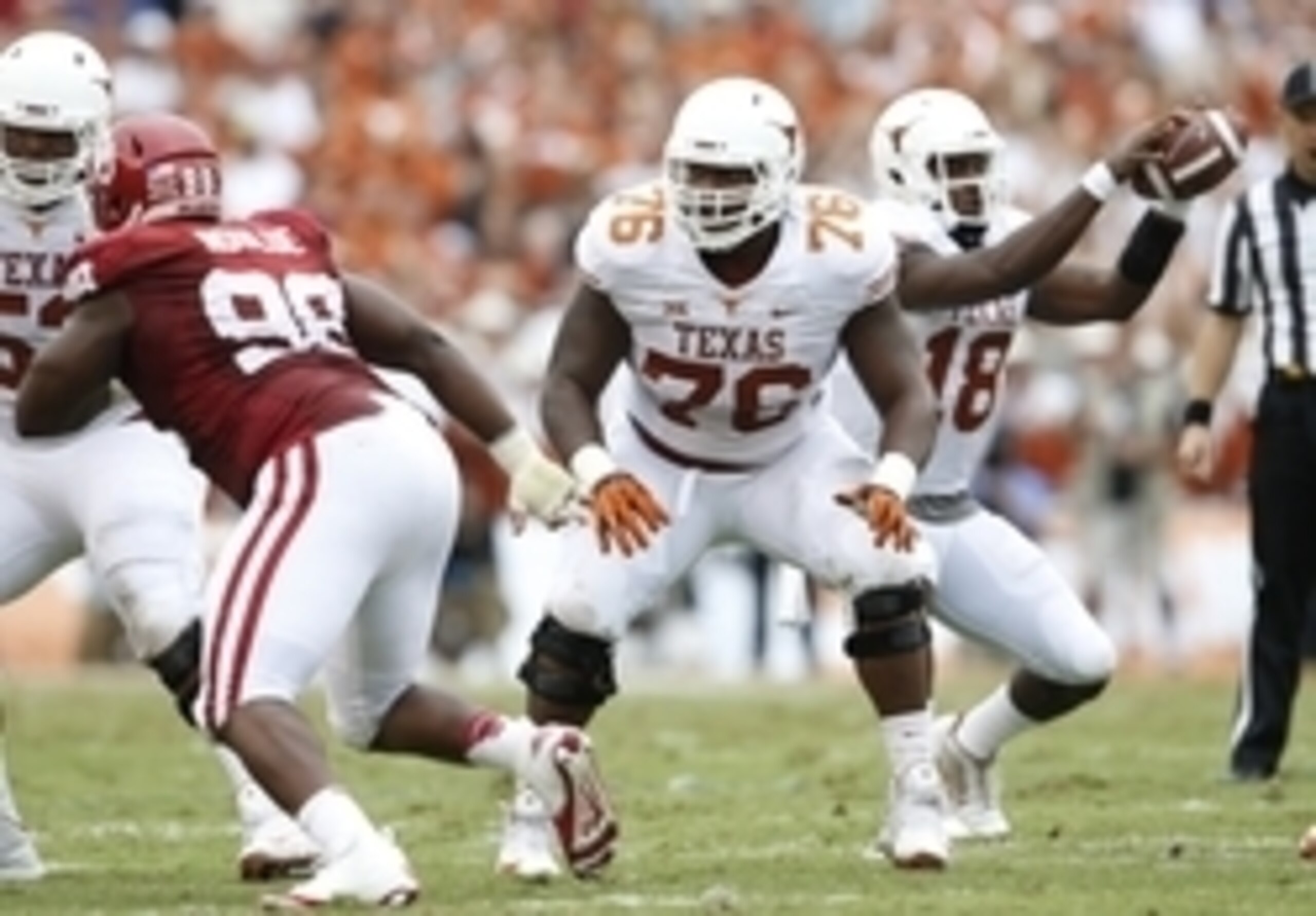 The Longhorn offensive line struggled to get consistent push in 2014.