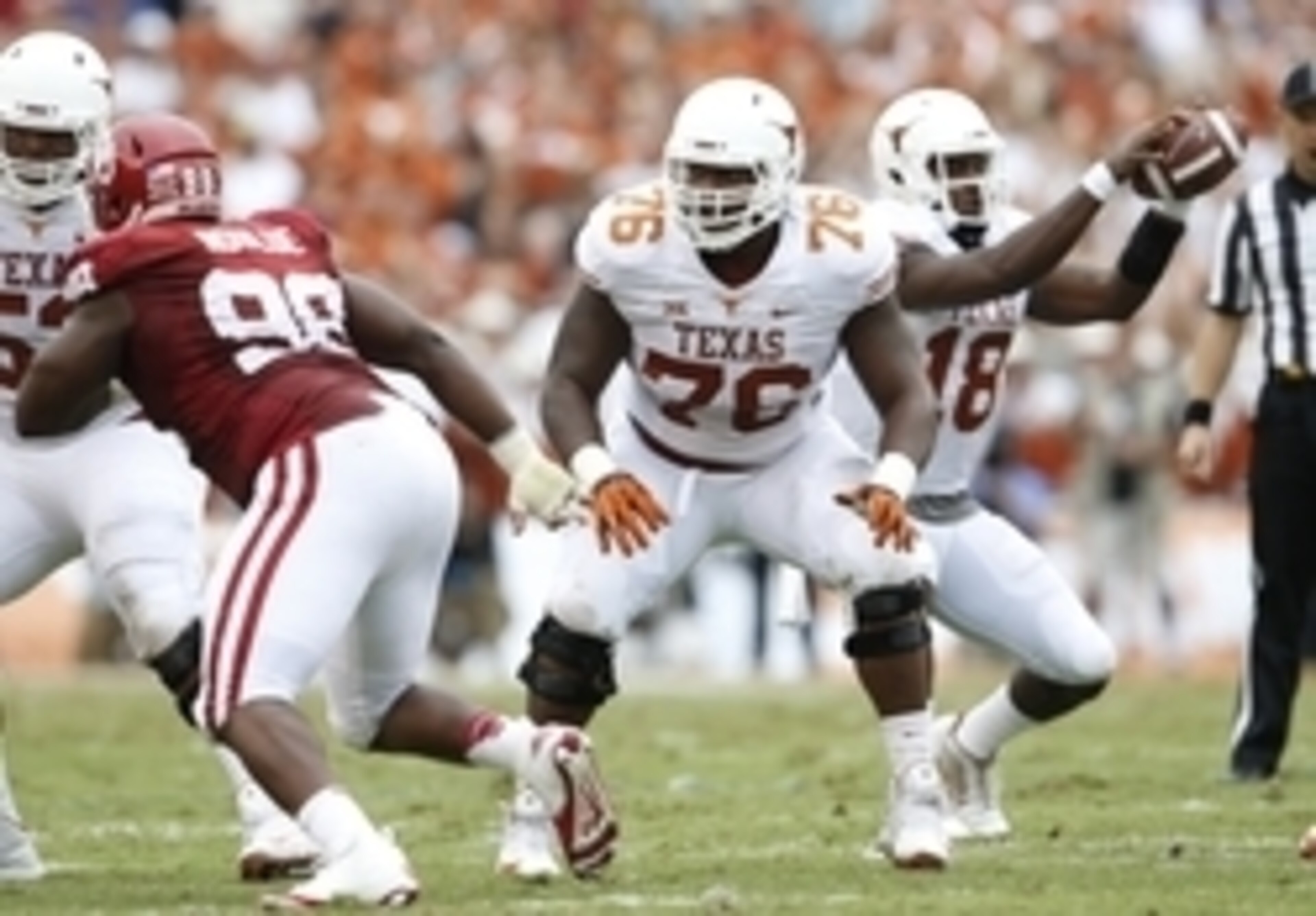 The Longhorn offensive line struggled to get consistent push in 2014.