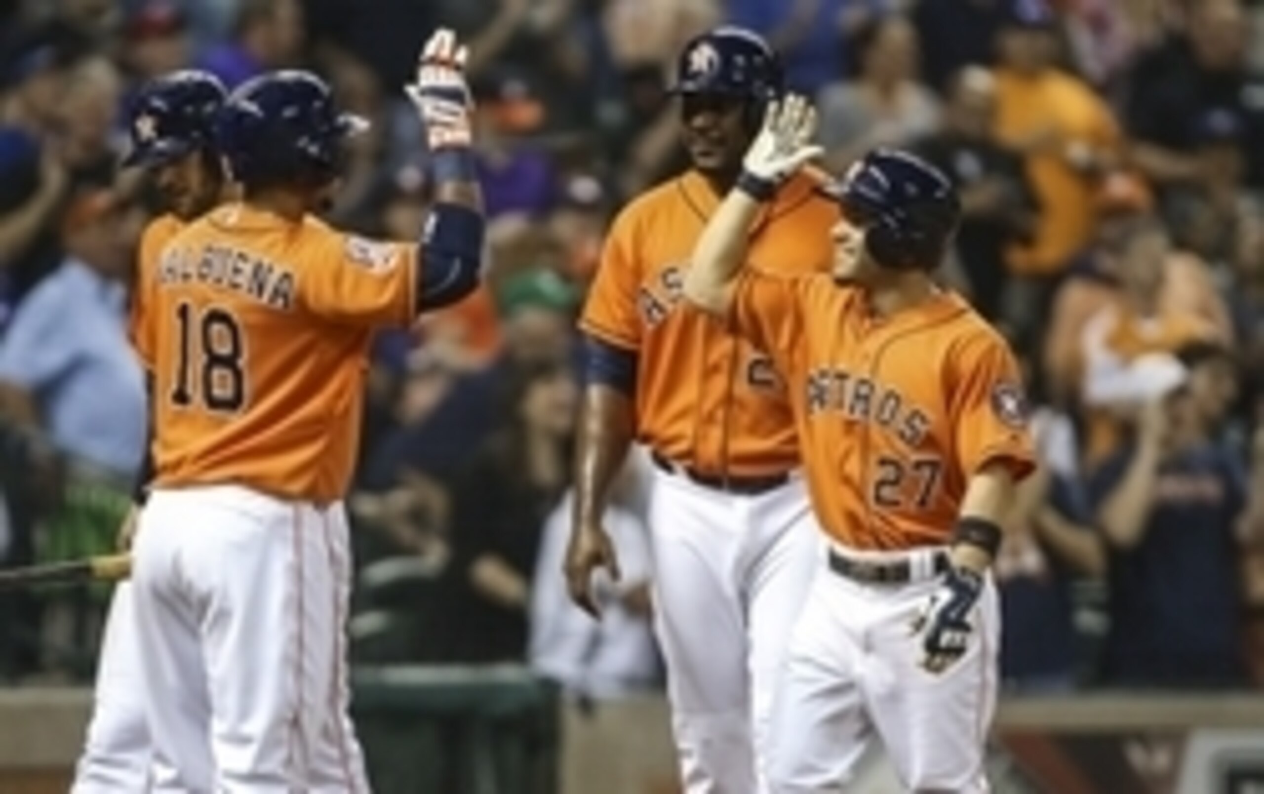 In leading the team in homers and stolen bases, respectively, Luis Valbuena (L) and Jose Altuve (R) perfectly sum up the Astros.