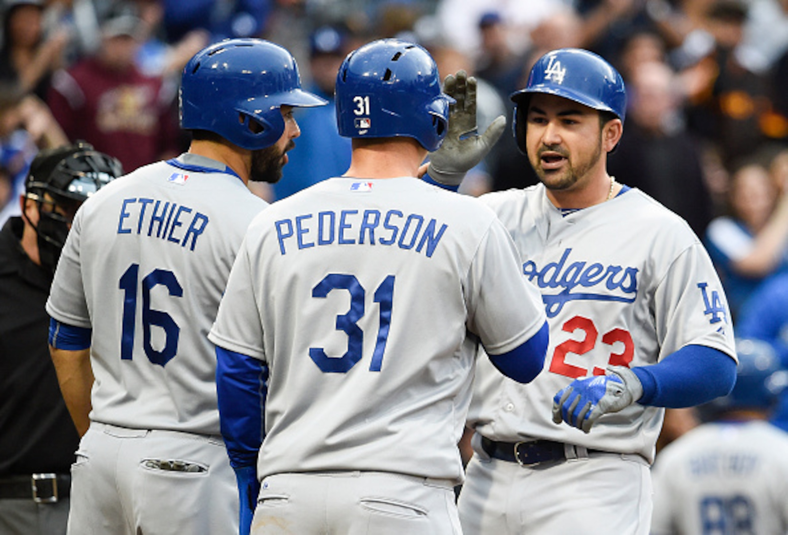 Joc Pederson (C), Adrian Gonzalez (R) and, surprisingly, Andre Ethier (L) are at the heart of the Dodgers' explosive offense,