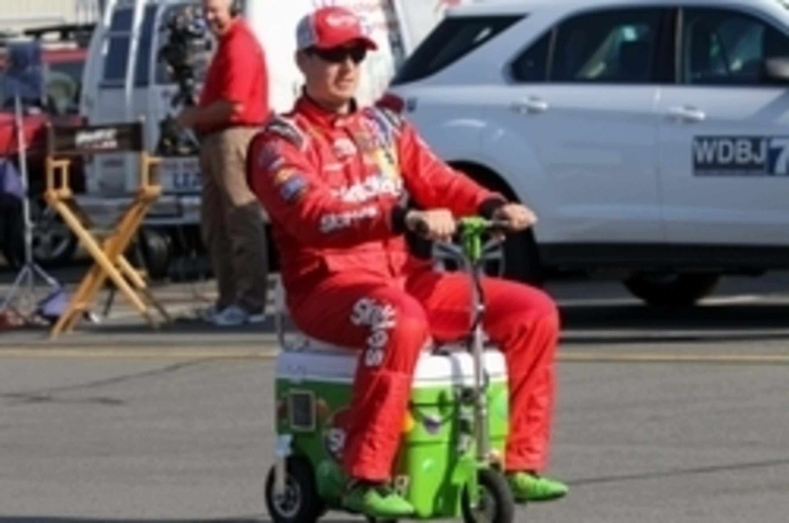 Kyle Busch warmed up for the Coca-Cola 600 by driving a motorized cooler.