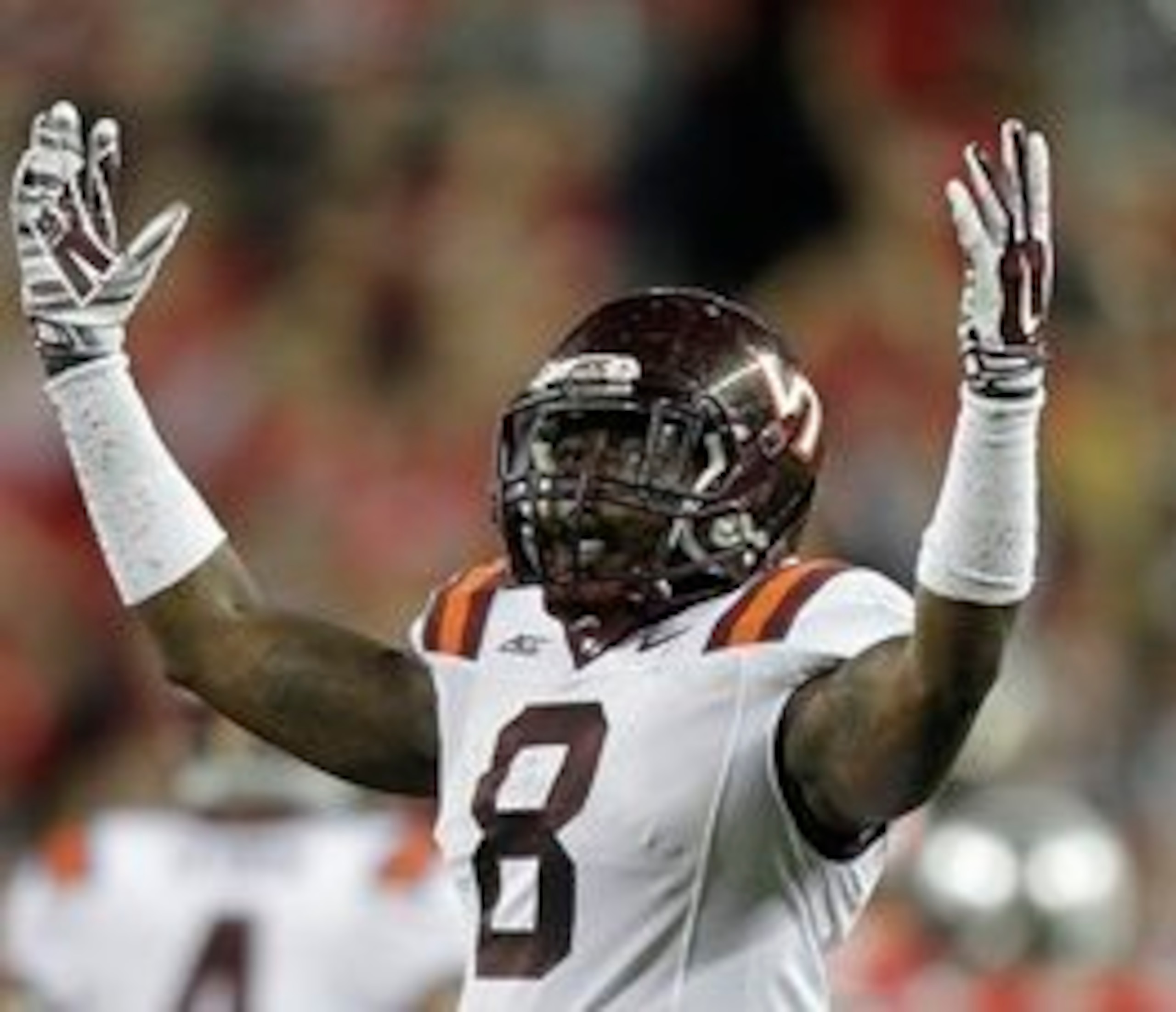 Former Hokie Detrick Bonner celebrating last season's win over Ohio State