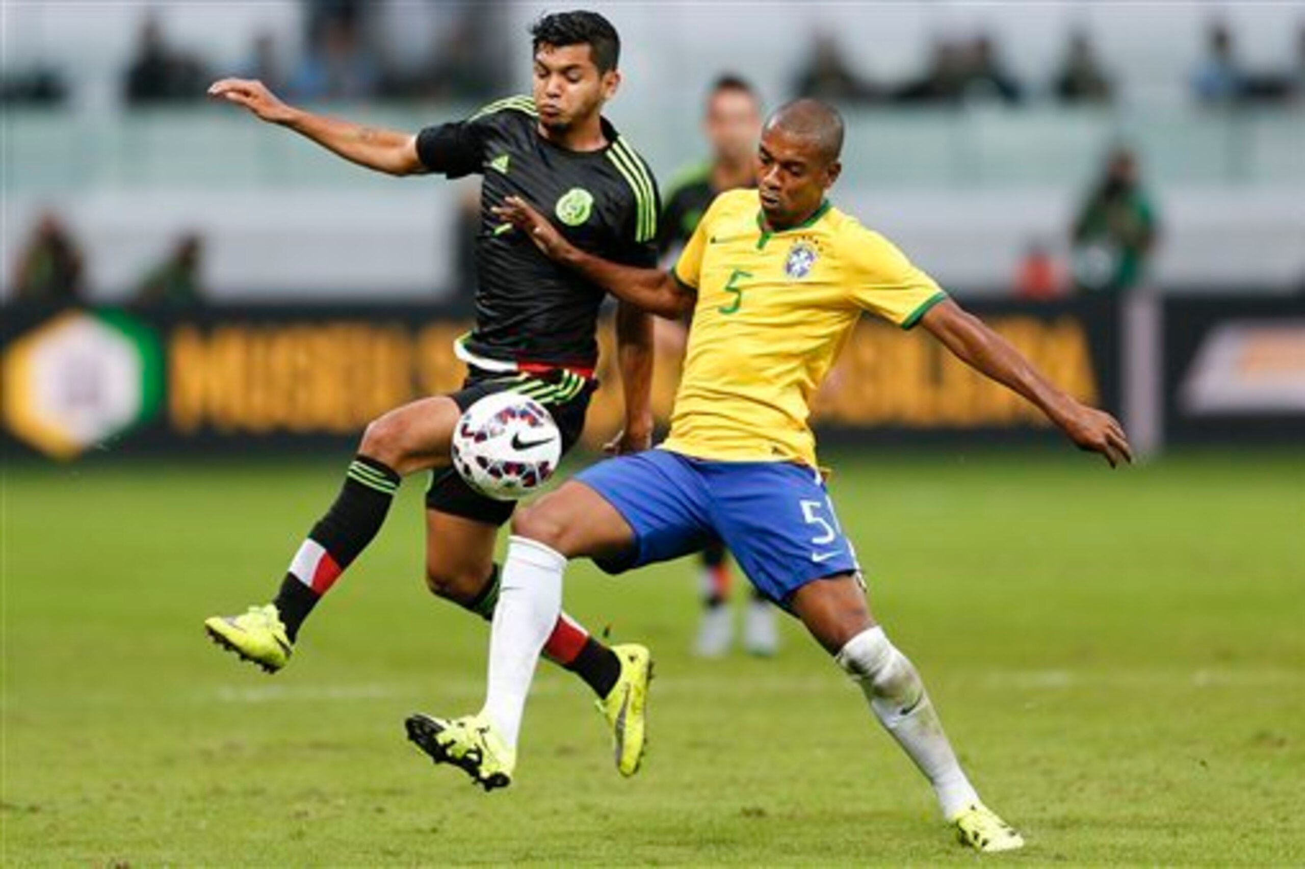 Brazil held off Mexico to win 2-0 with the Copa America just a week away.
