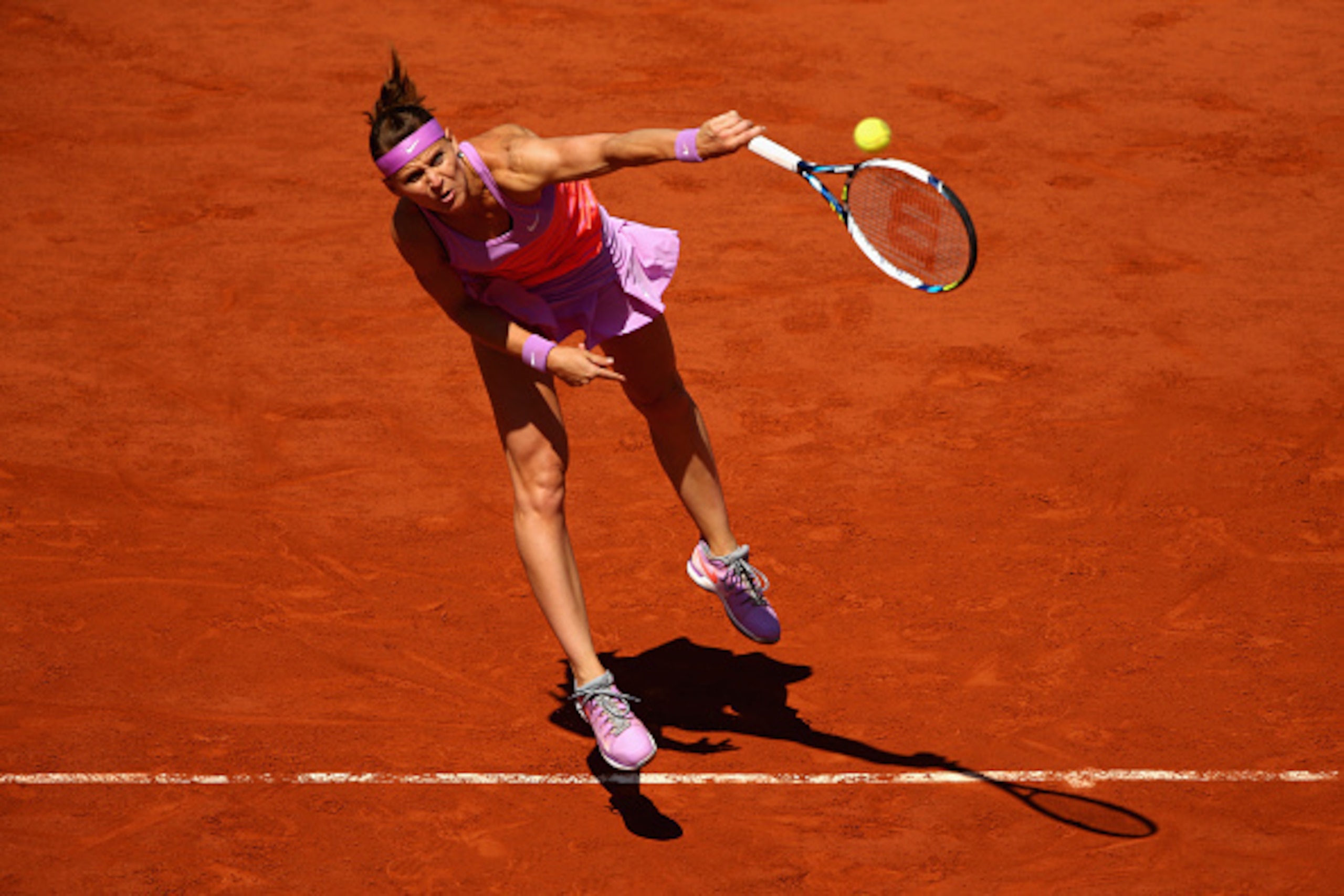 Lucie Safarova serves during a semifinal match at the 2015 French Open. Lucie Safarova serves during a semifinal match at the 2015 French Open.