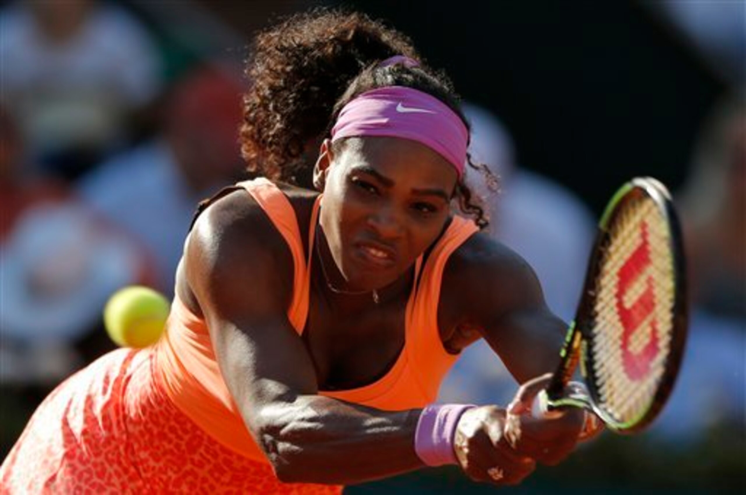 Serena Williams moves in with her backhand during a semifinal match at he 2015 French Open. Serena Williams moves in with her backhand during a semifinal match at he 2015 French Open.