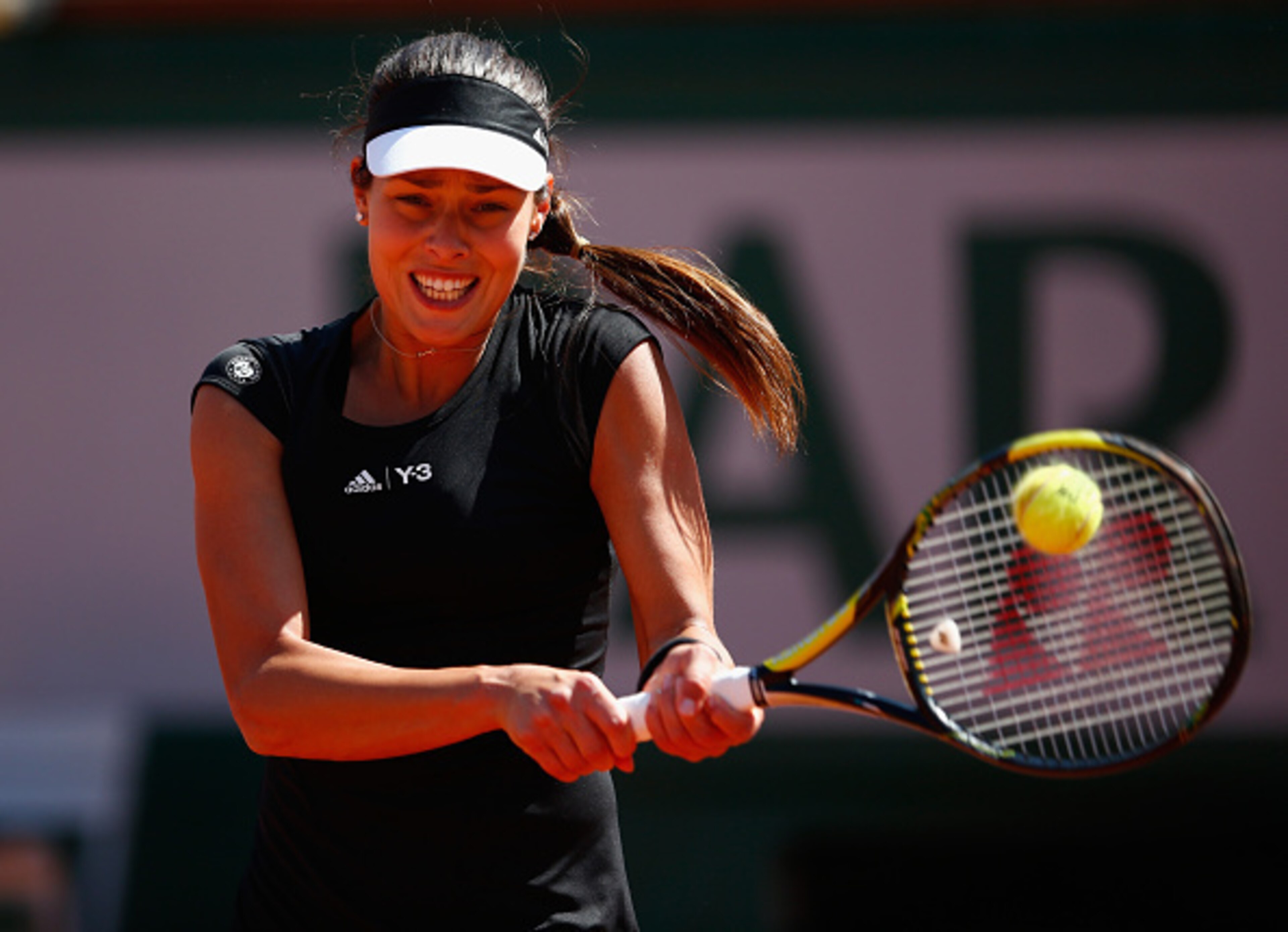 Ana Ivanovic hits a forehand during a semifinal match at the 2015 French Open.