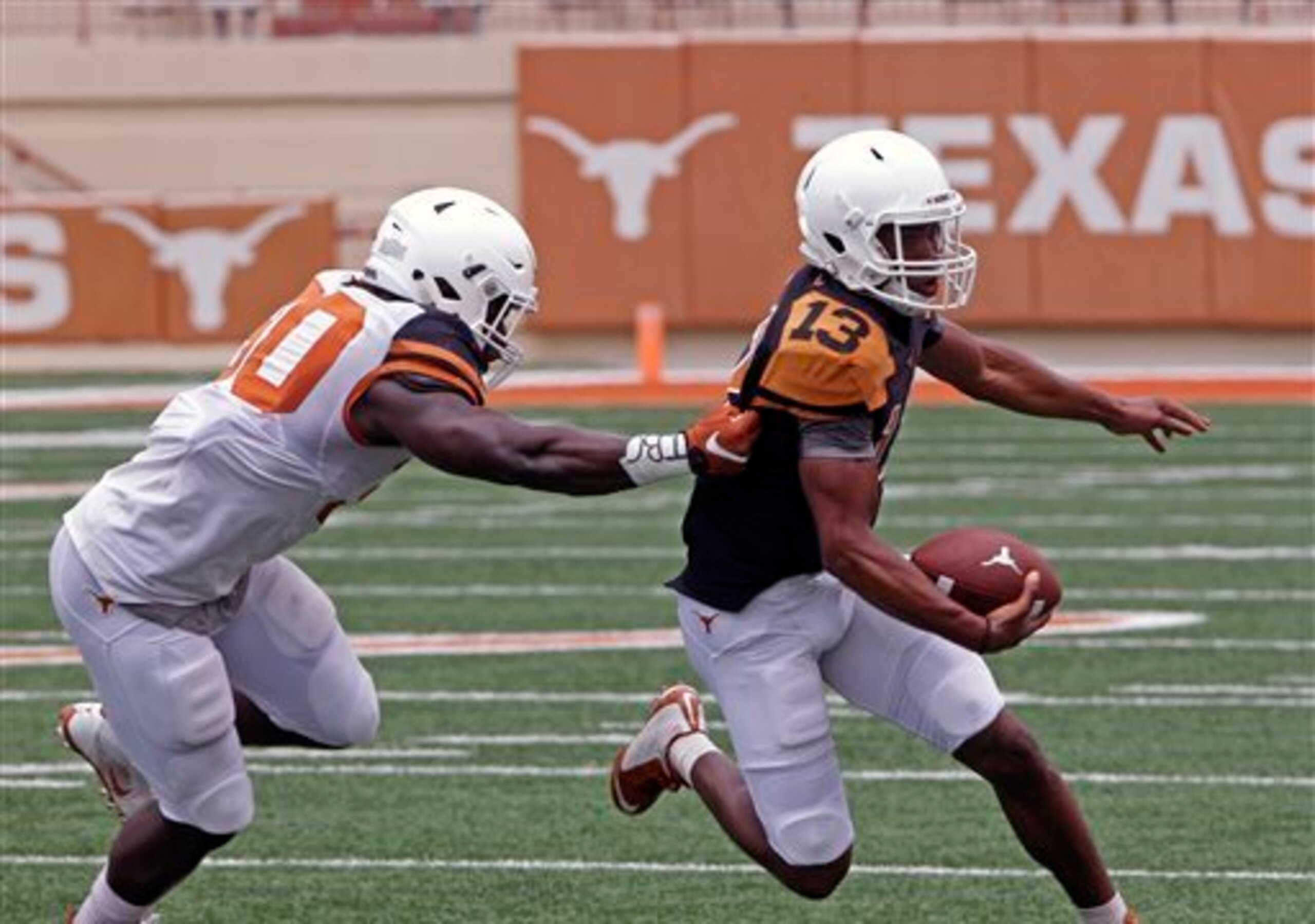 Jerrod Heard's mobility should give him a distinct edge in the quarterback battle.