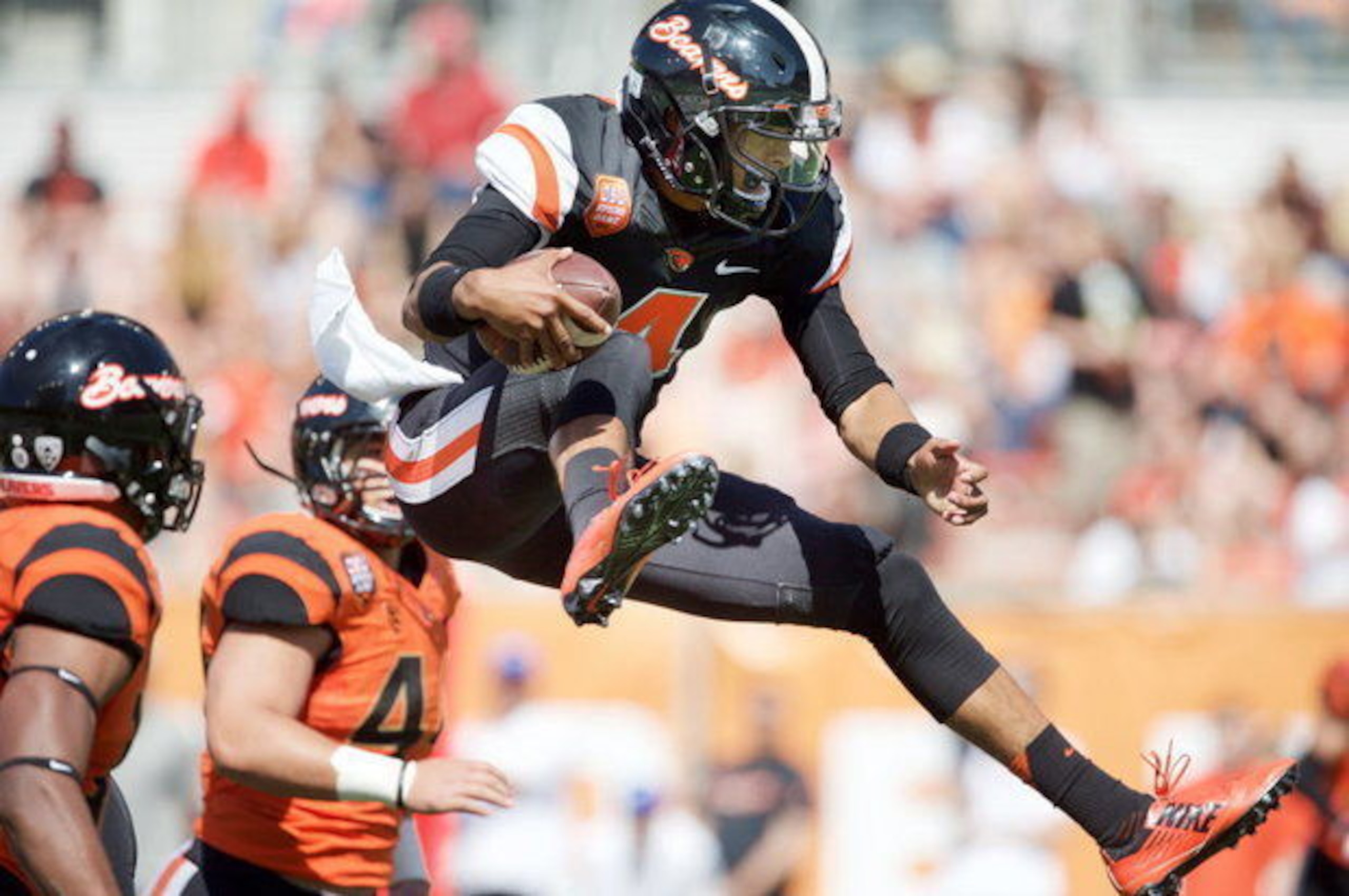 Oregon State QB Seth Collins (No. 4) is the favorite to win the starting job.