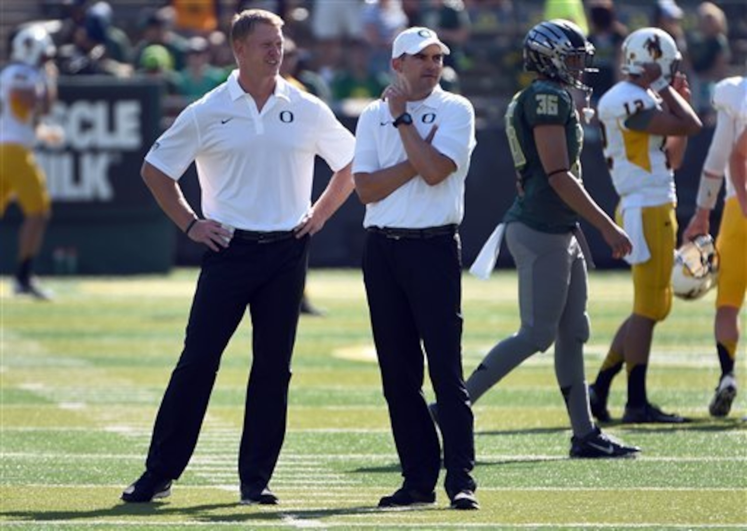 Oregon OC Scott Frost and HC Mark Helfrich Oregon OC Scott Frost and HC Mark Helfrich