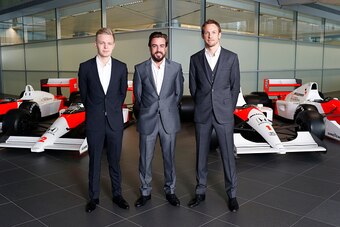 Kevin Magnussen, Fernando Alonso and Jenson Button