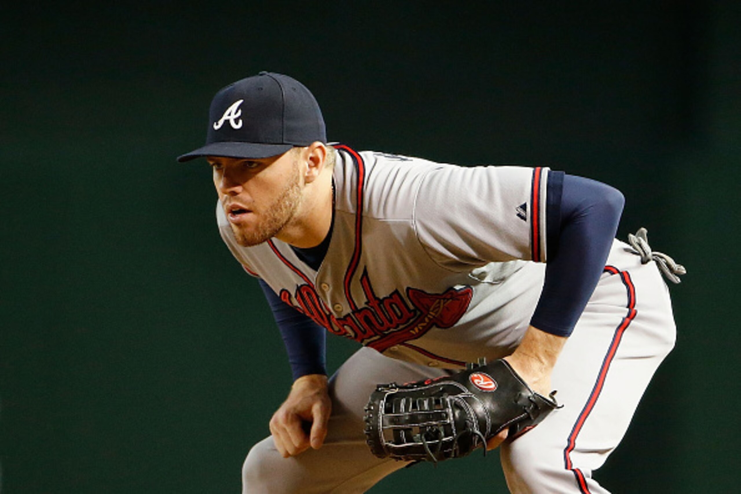 PHOENIX, AZ - JUNE 03:  Infielder Freddie Freeman #5 of the Atlanta Braves in action during the MLB game against the Arizona Diamondbacks at Chase Field on June 3, 2015 in Phoenix, Arizona.  (Photo by Christian Petersen/Getty Images)