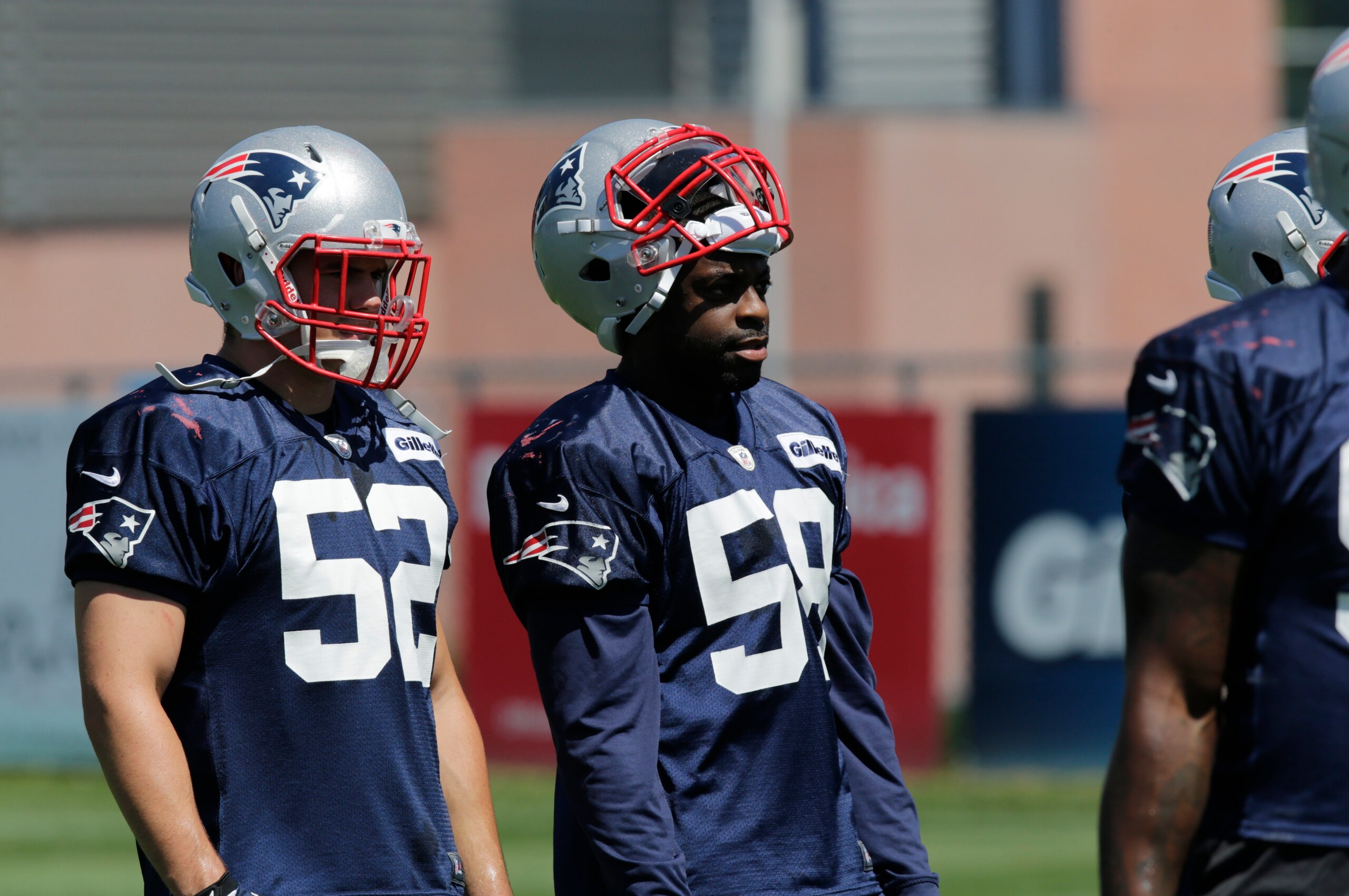 James Morris (left) looks like one of the Patriots' top choices among backup linebackers.