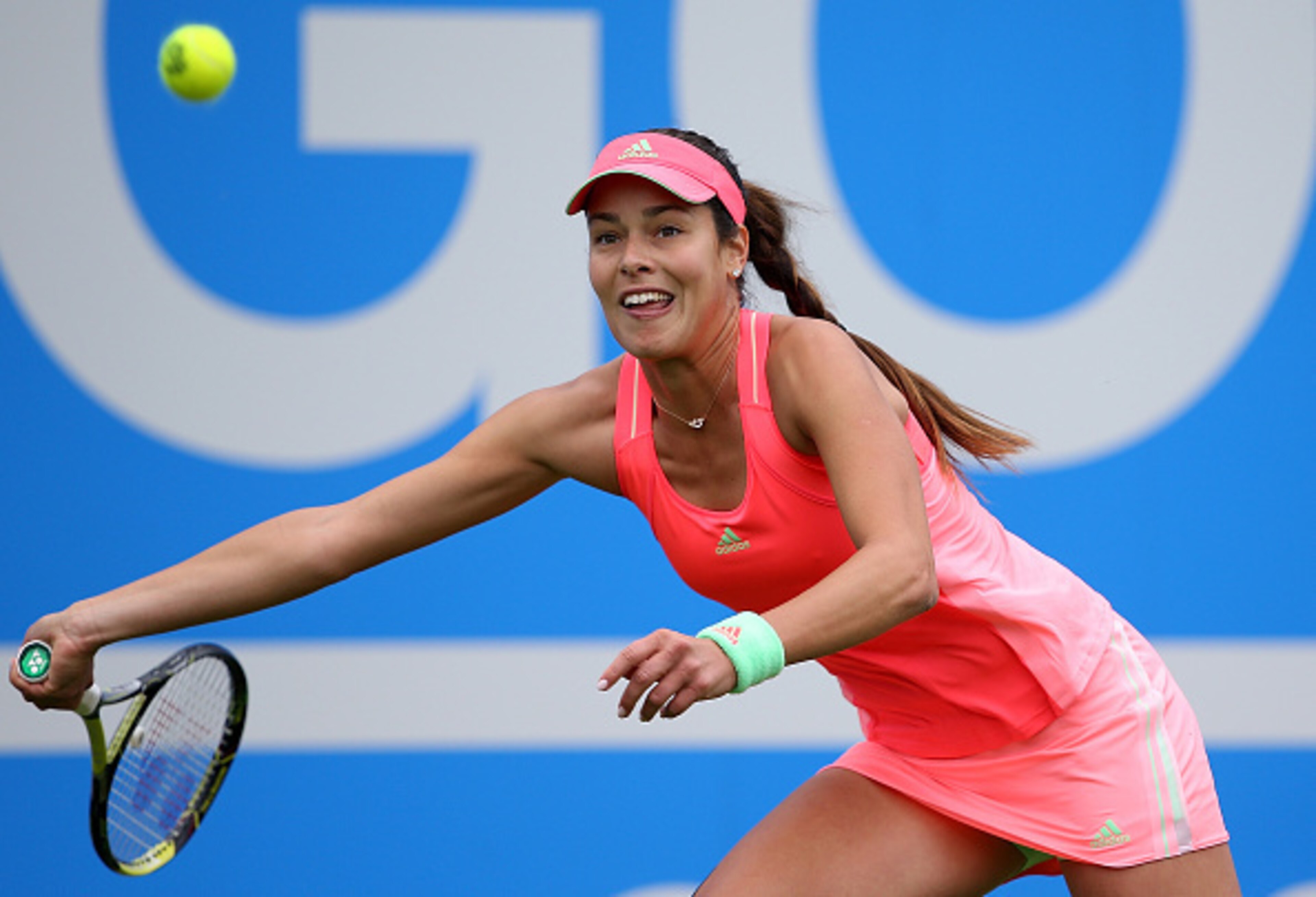 Ana Ivanovic tries to run down the ball during a match at the Aegon Classic in Birmingham, England.