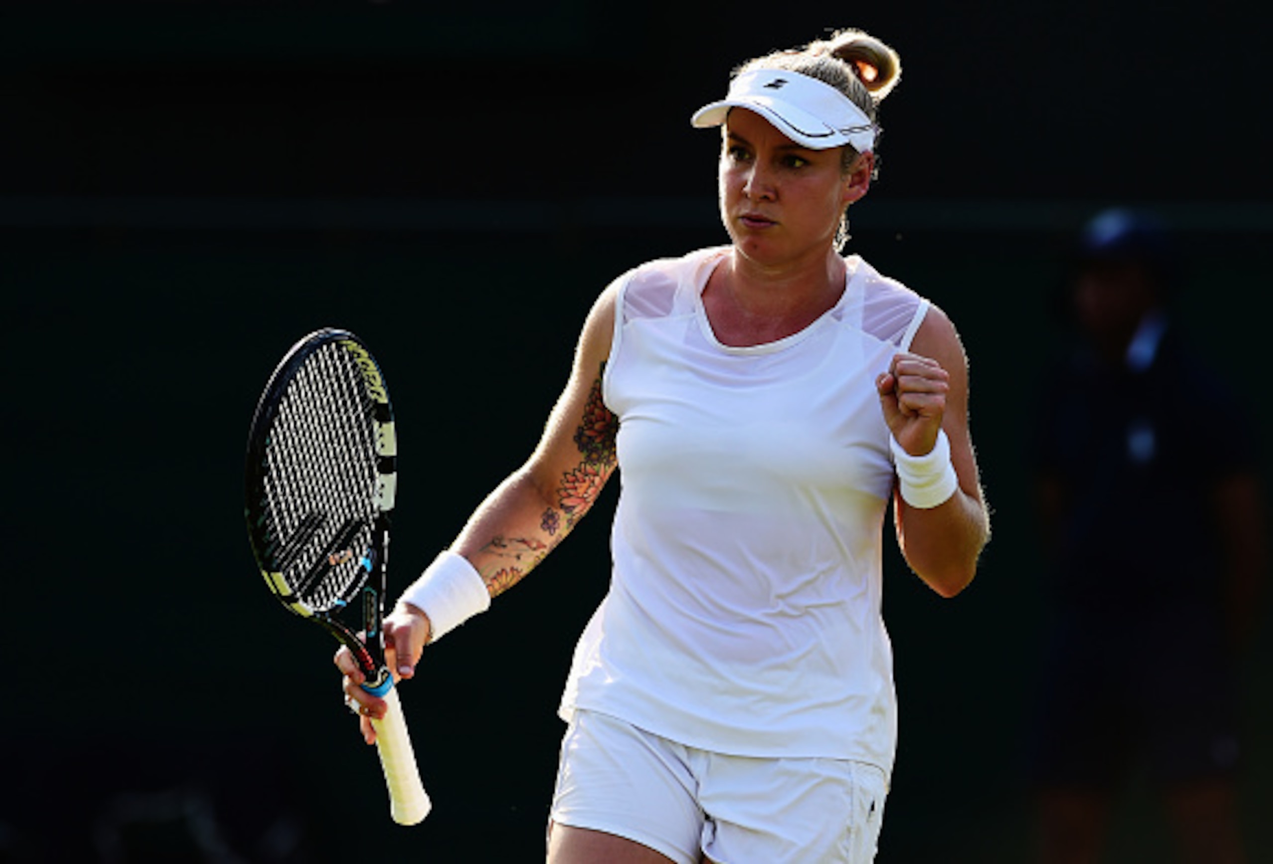 Bethanie Mattek-Sands  during her upset win over Ana Ivanovic at  Wimbledon.