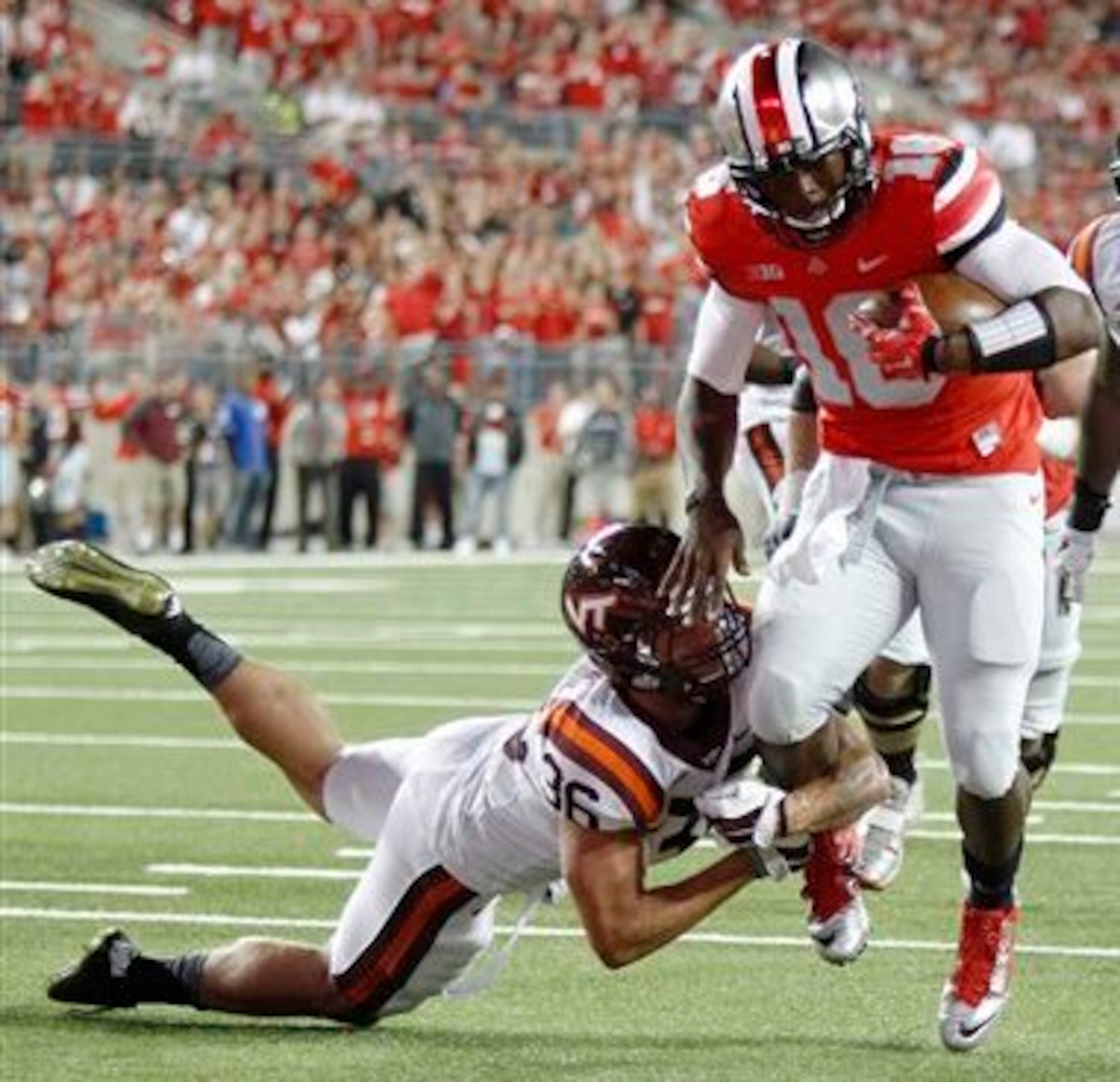 J.T. Barrett heading for the end zone against the Hokies in 2014.