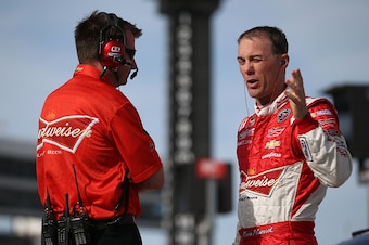 Crew chief Rodney Childers (left) and driver Kevin Harvick obviously have a special relationship.