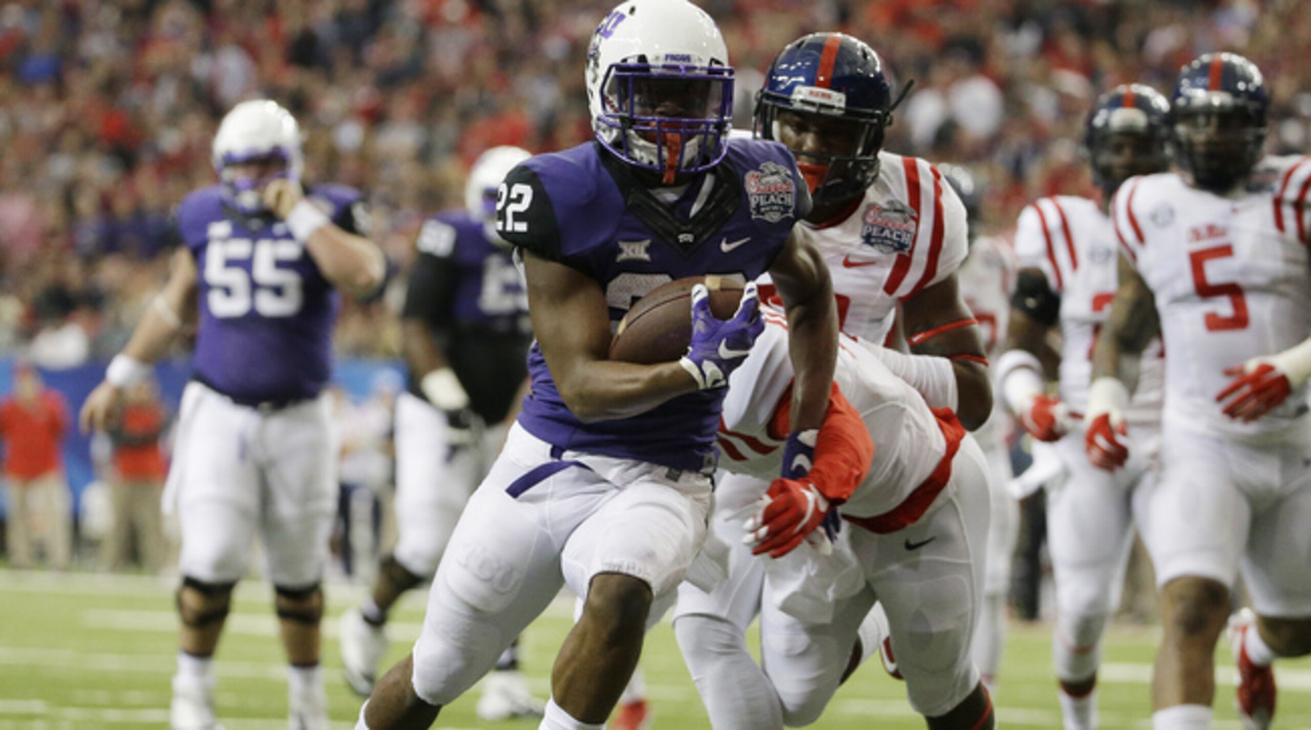 TCU tailback Aaron Green really emerged at the end of the 2014 season. TCU tailback Aaron Green really emerged at the end of the 2014 season.