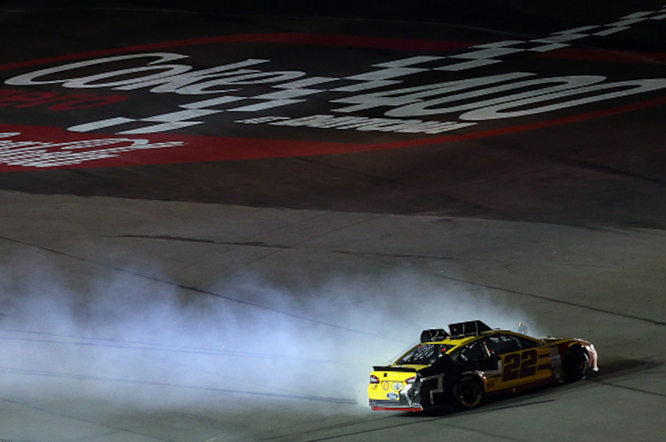 Joey Logano was unable to drive through the Daytona mess in his No. 22 Shell/Pennzoil Ford at Daytona.