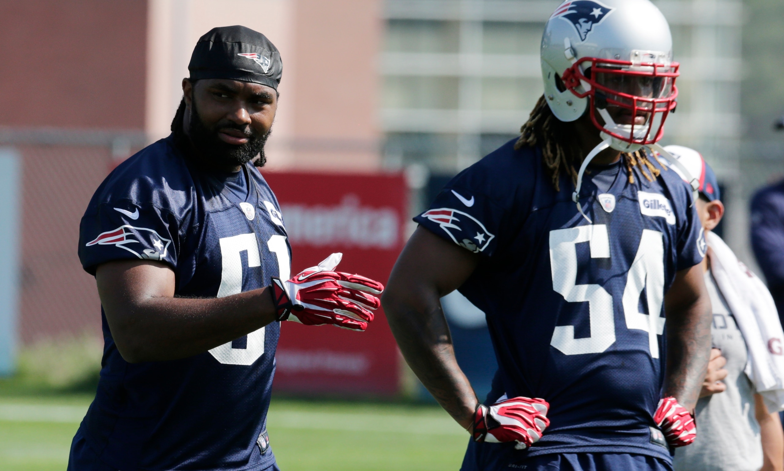 Jerod Mayo (left) and Dont'a Hightower (right) will be key figures in the Patriots defense regardless of alignment.