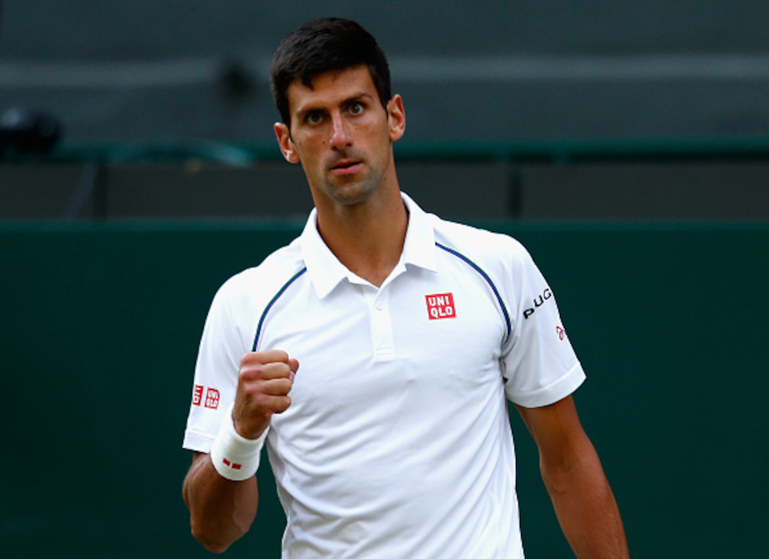 Novak Djokovic during his quarterfinals match at Wimbledon.