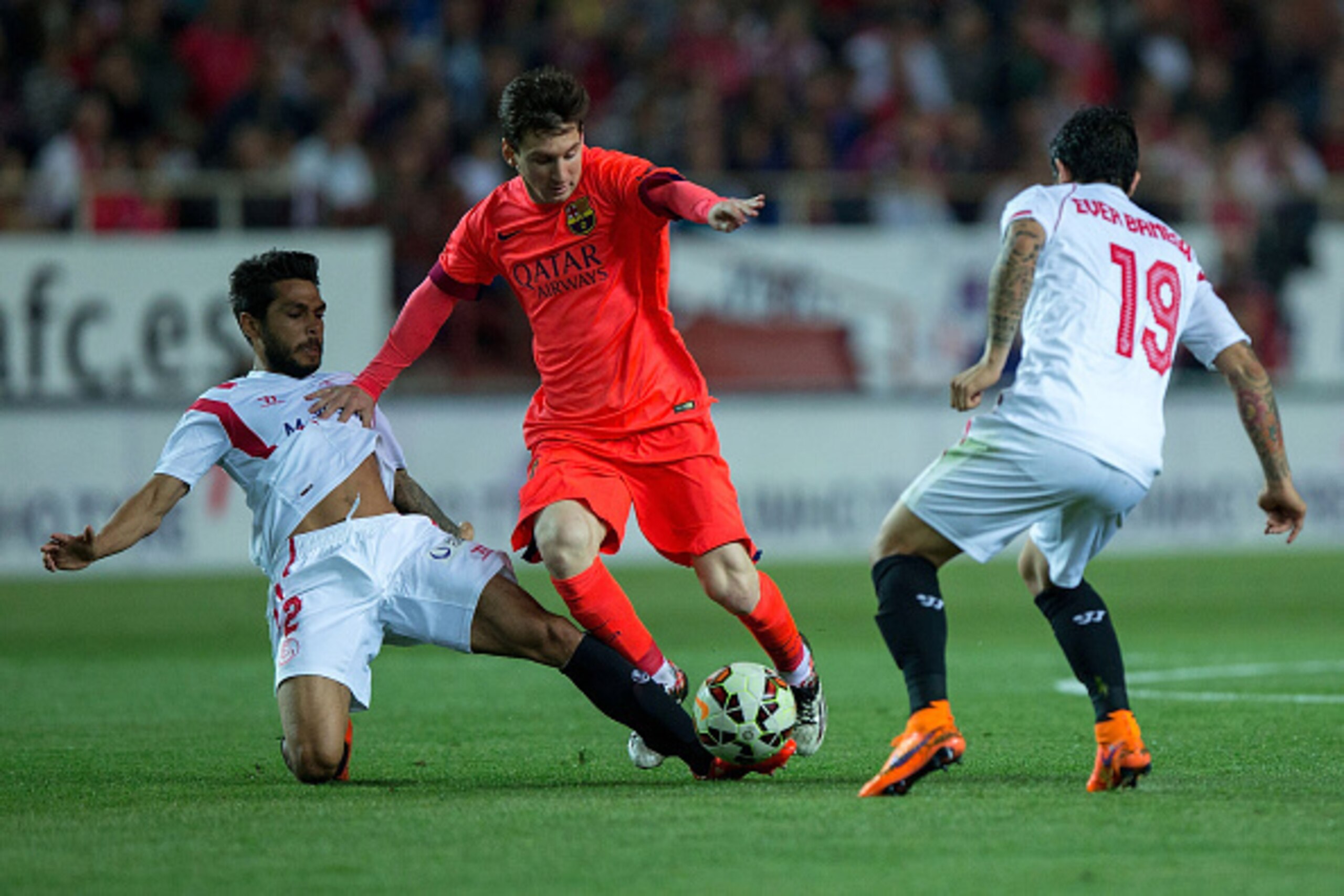 Lionel Messi will hope to beat Sevilla when they meet in Tblisi for the European Supercup.