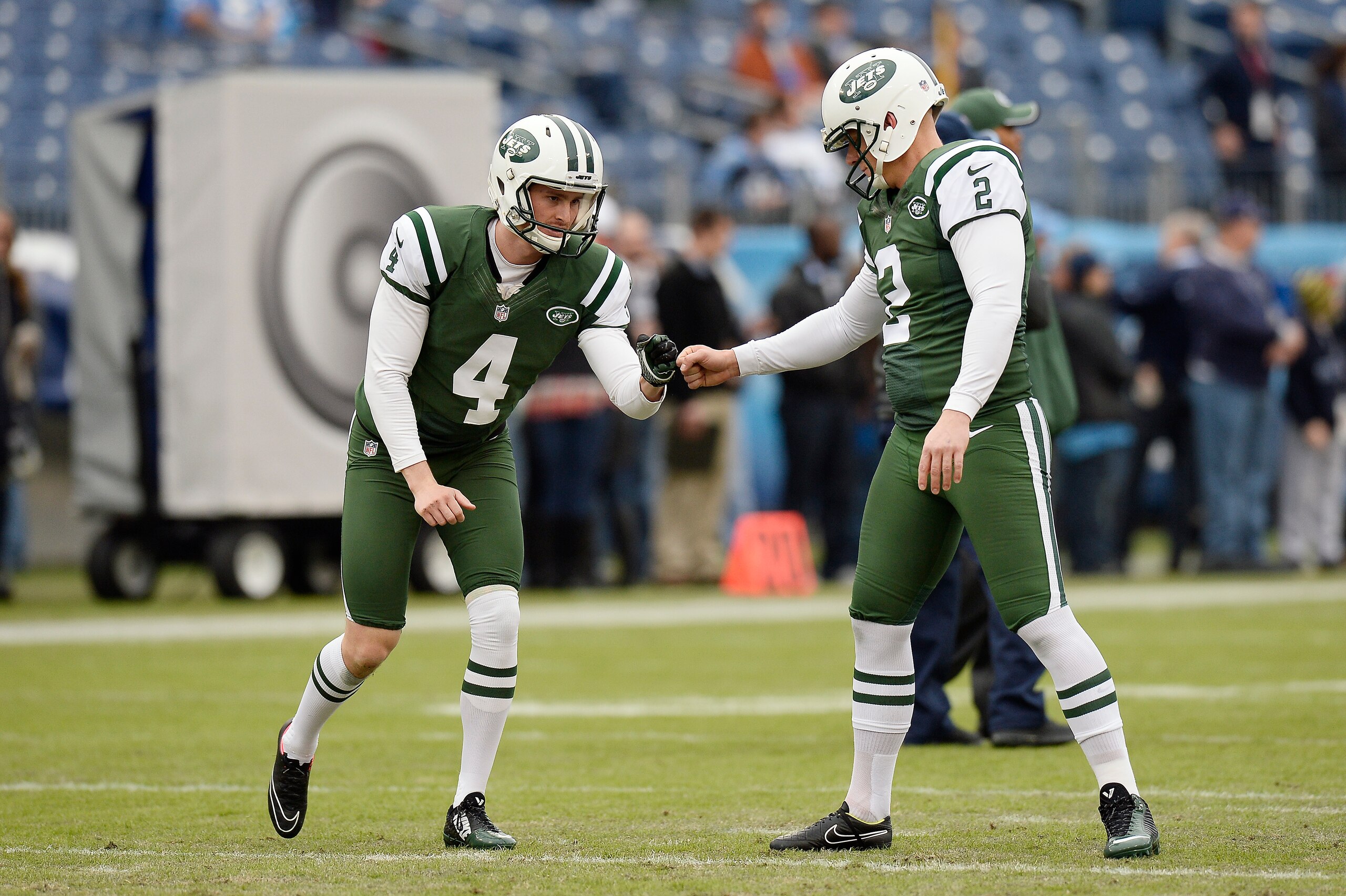 Ryan Quigley (4, left) and Nick Folk (2, right) face some competition this summer in camp.