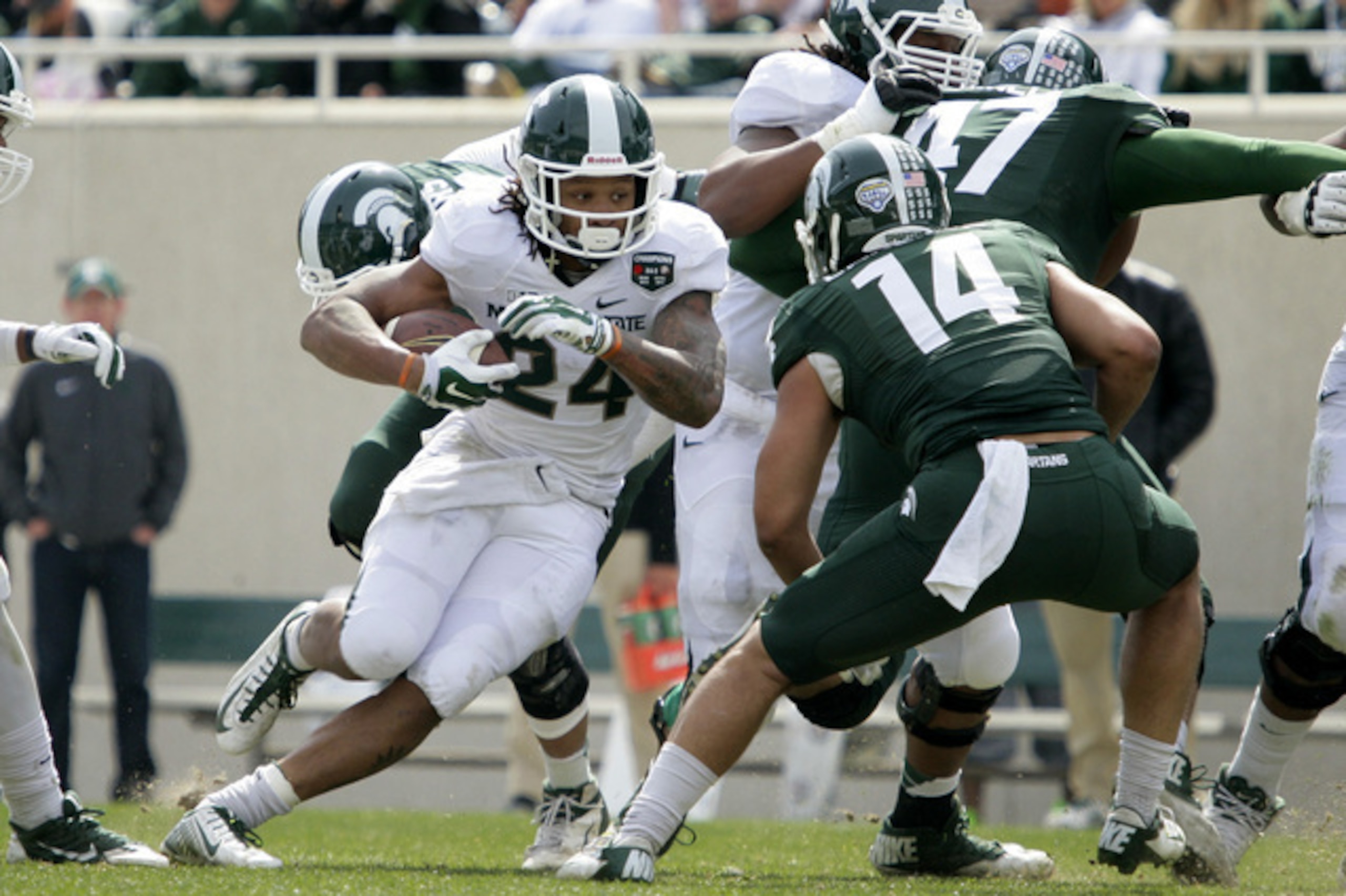 Michigan State RB Gerald Holmes looks to get involved on a title-contending team that replaces its top two rushers this year.