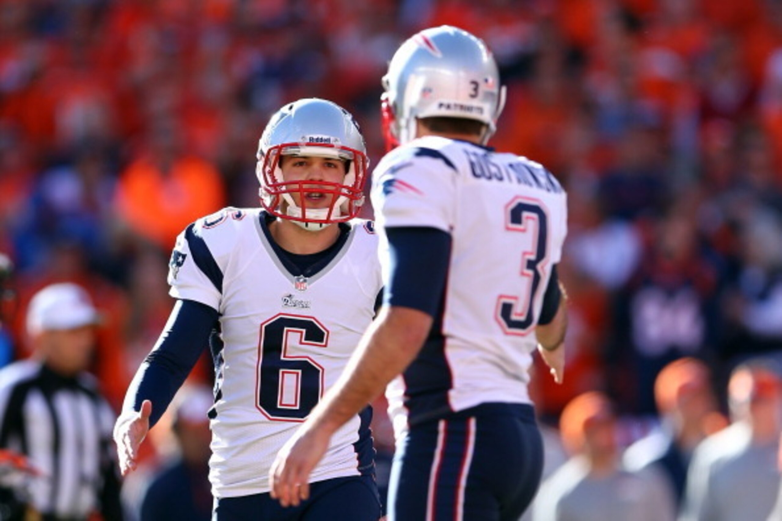 Punter Ryan Allen (6, left) and kicker Stephen Gostkowski (3, right)