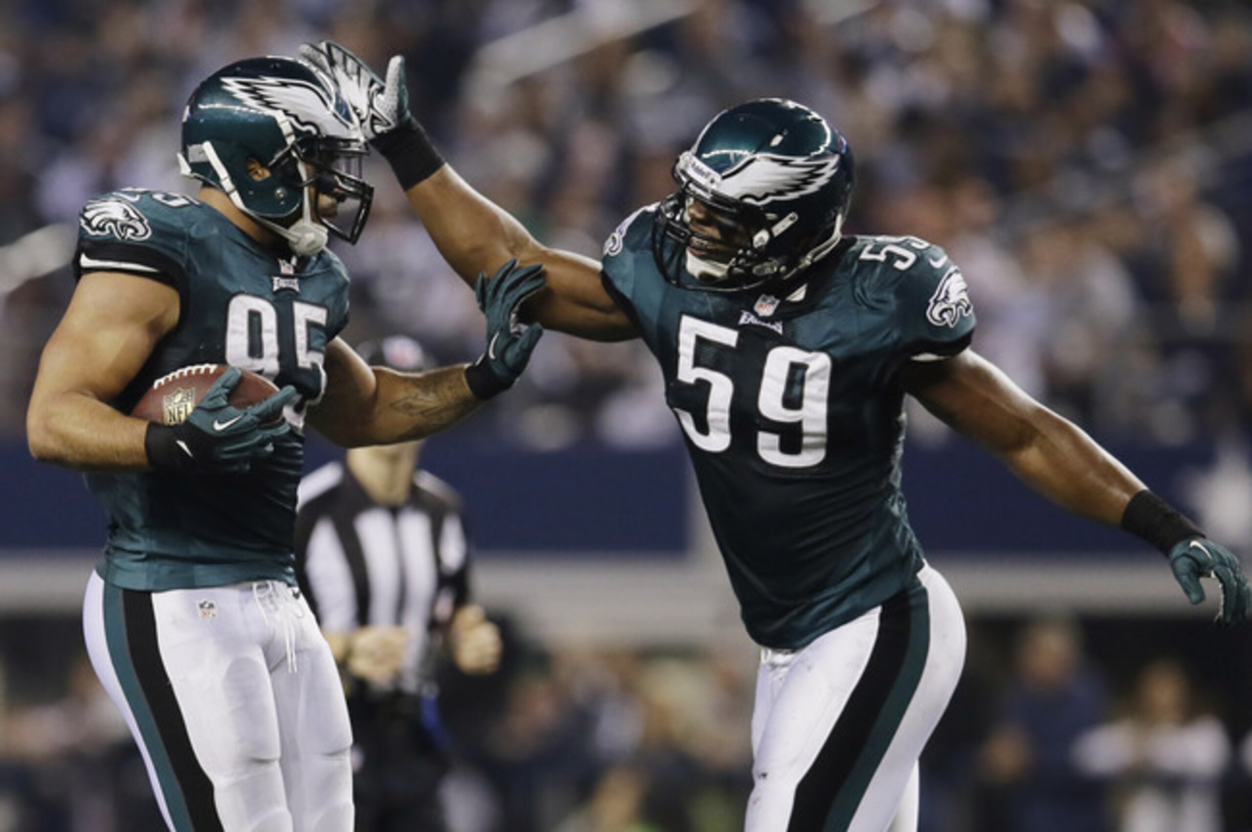 Mychal Kendricks (95) and DeMeco Ryans (59) could be competing with each other for a starting job in Philadelphia this summer. Mychal Kendricks (95) and DeMeco Ryans (59) could be competing with each other for a starting job in Philadelphia this summer.