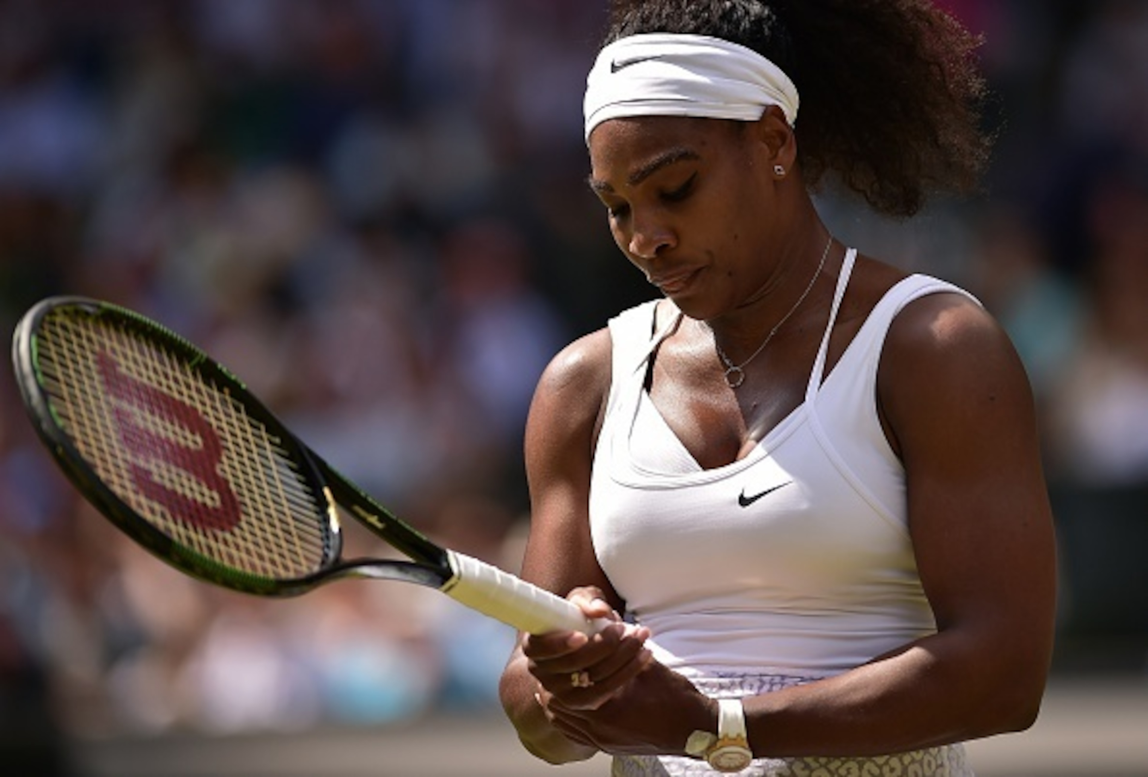 Serena Williams during the 2015 Wimbledon final. Serena Williams during the 2015 Wimbledon final.