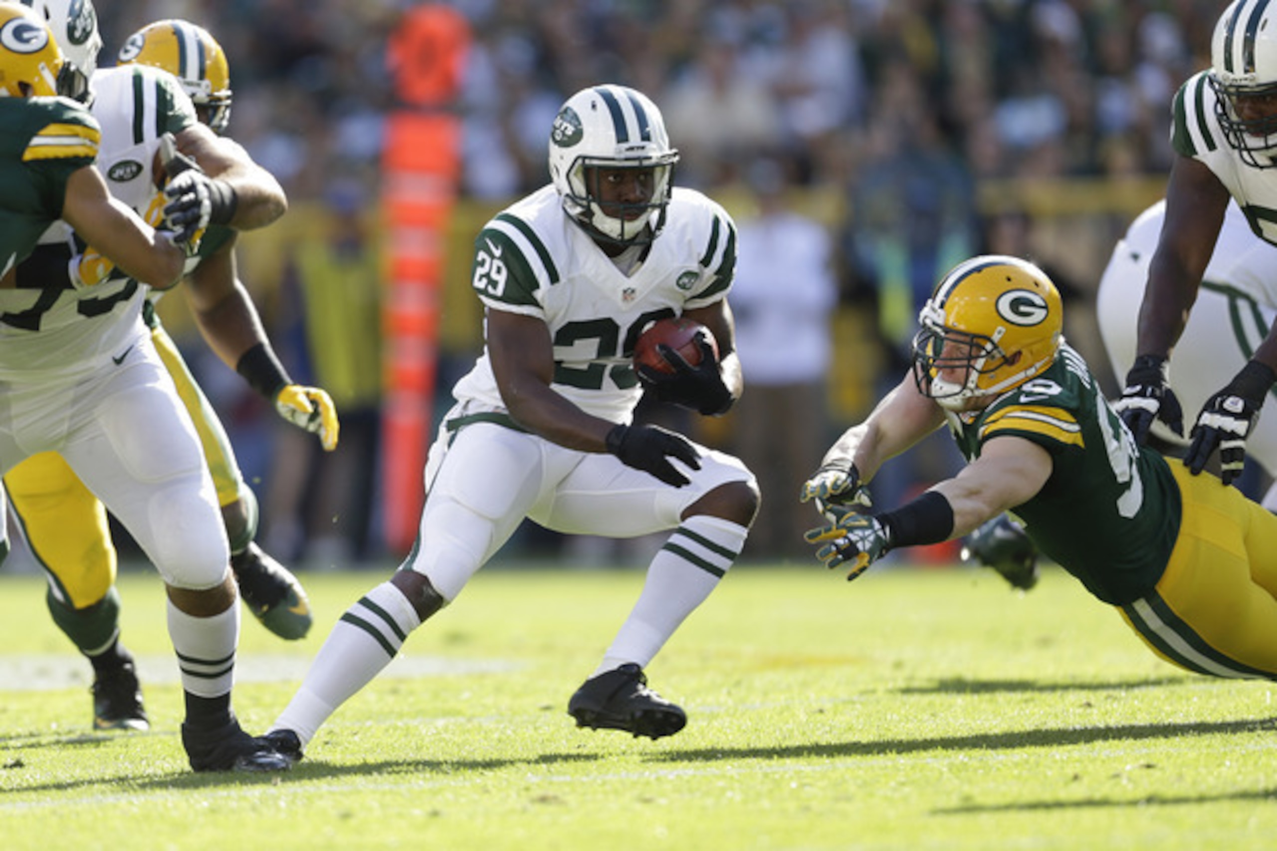 Jets running back Bilal Powell (29, above) is the runaway favorite for passing downs in the Jets backfield.