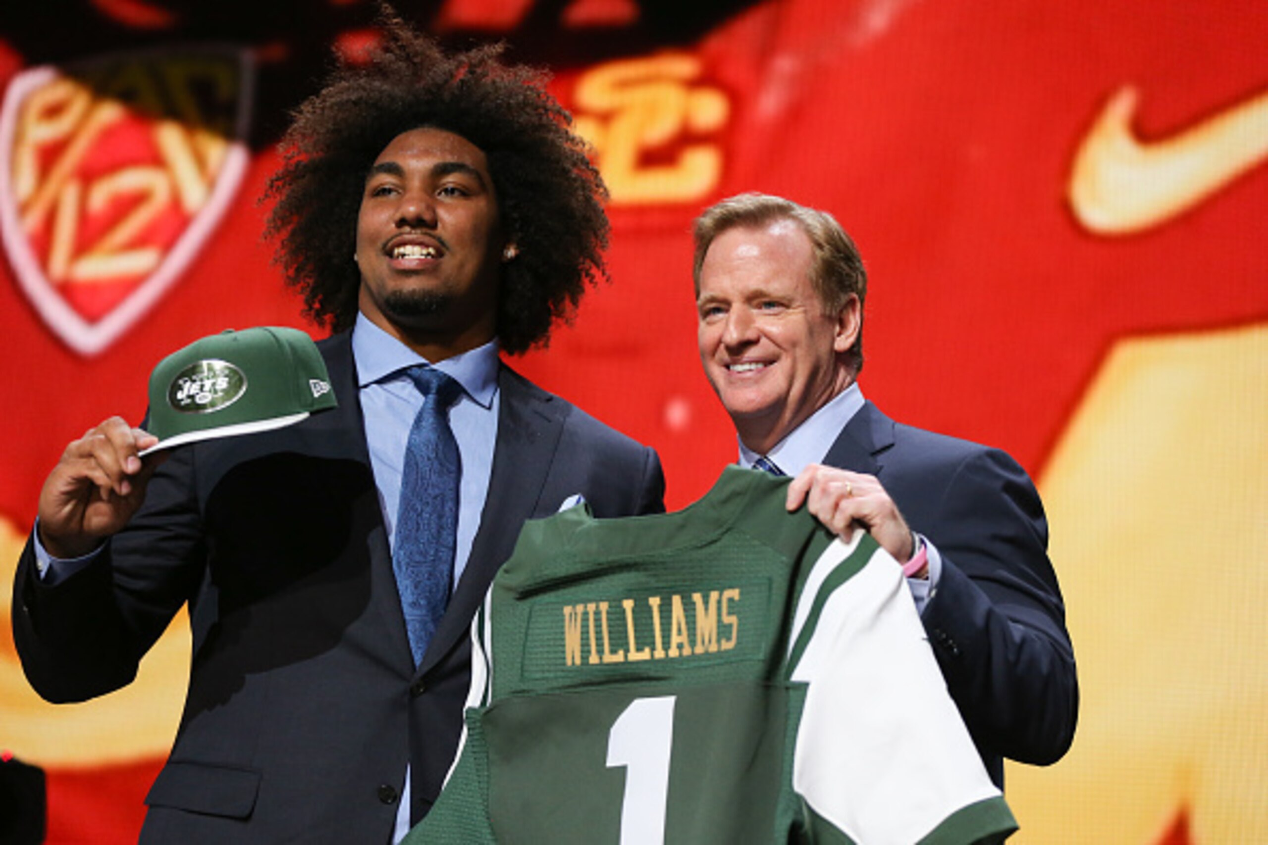 Defensive lineman Leonard Williams (left) fell to the Jets in the first round at No. 6 overall. Now, will he fall into the starting lineup with Sheldon Richardson out for the first four weeks of the season?