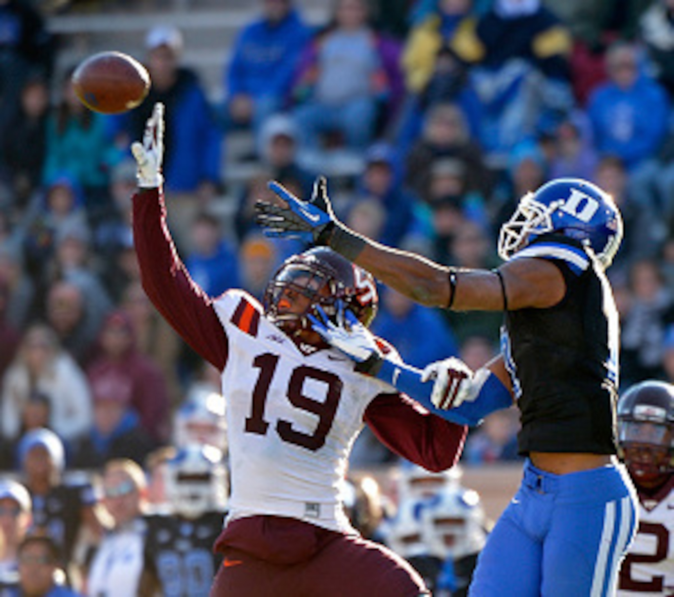 Virginia Tech defensive back Chuck Clark makes a play on the ball in a win over Duke in 2014