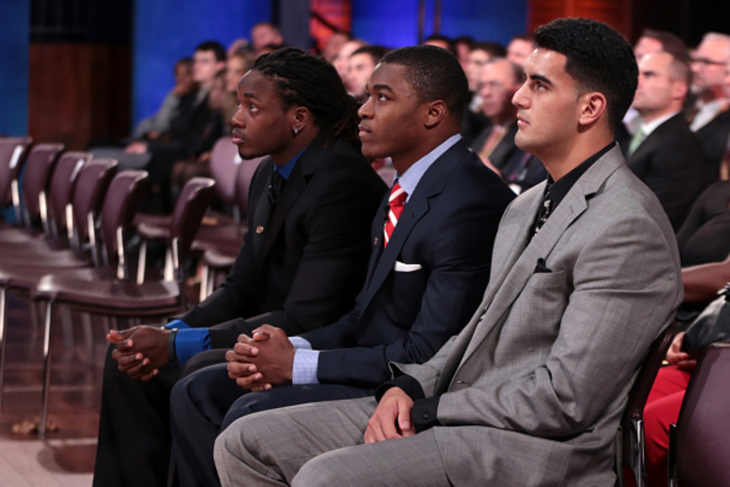 Last year's Heisman Trophy finalists—Melvin Gordon (left), Amari Cooper and Marcus Mariota—rank as top candidates for the 2015 Offensive Rookie of the Year award.