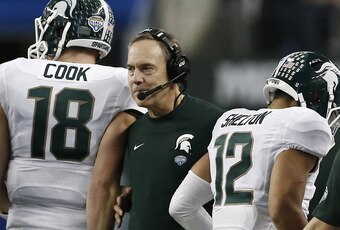 Michigan State QB Connor Cook, HC Mark Dantonio and WR R.J. Shelton