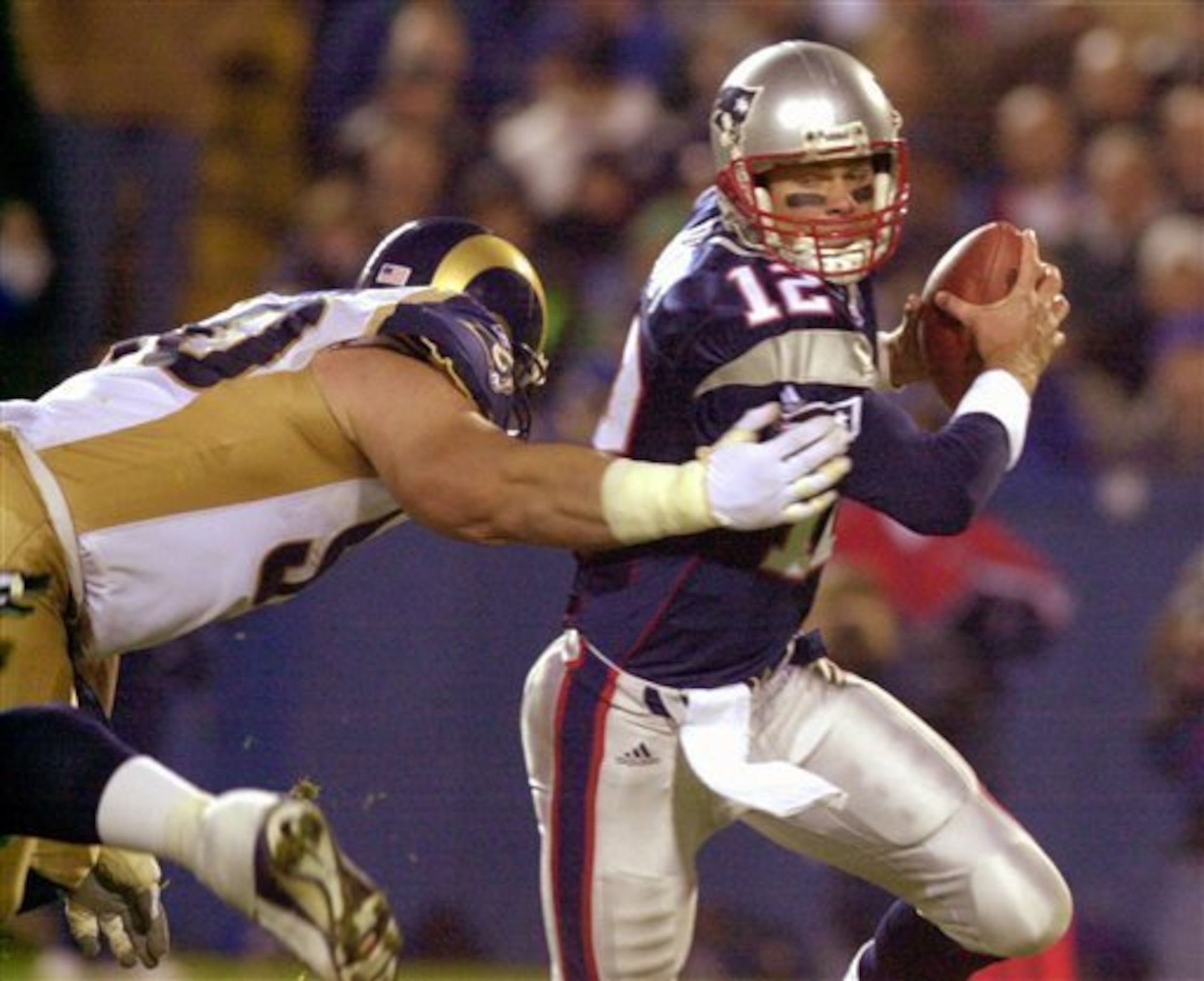 Tom Brady was named Super Bowl MVP in 2001 after leading New England to a shocking upset of the Rams.