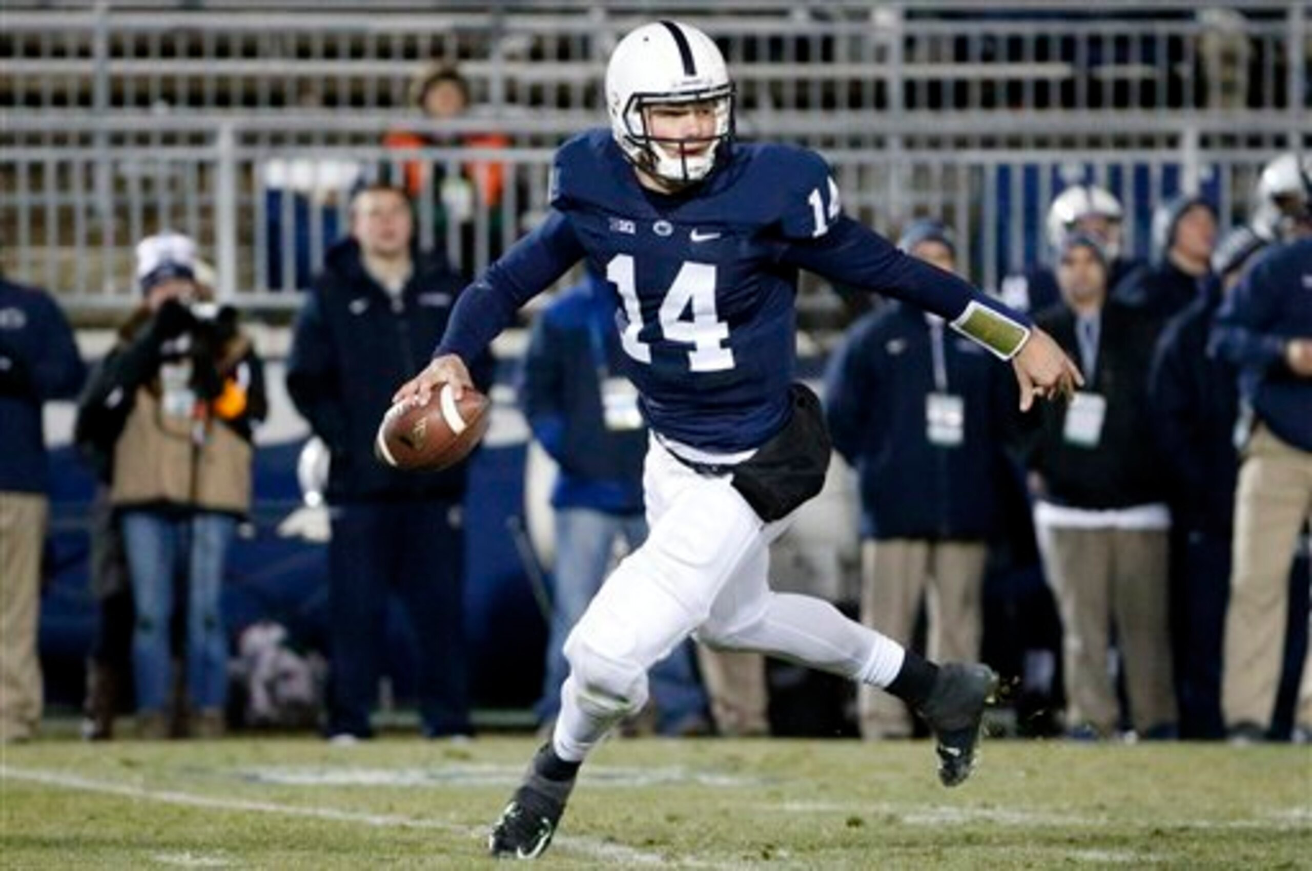 Christian Hackenberg was constantly running for his life behind Penn State's line last fall.
