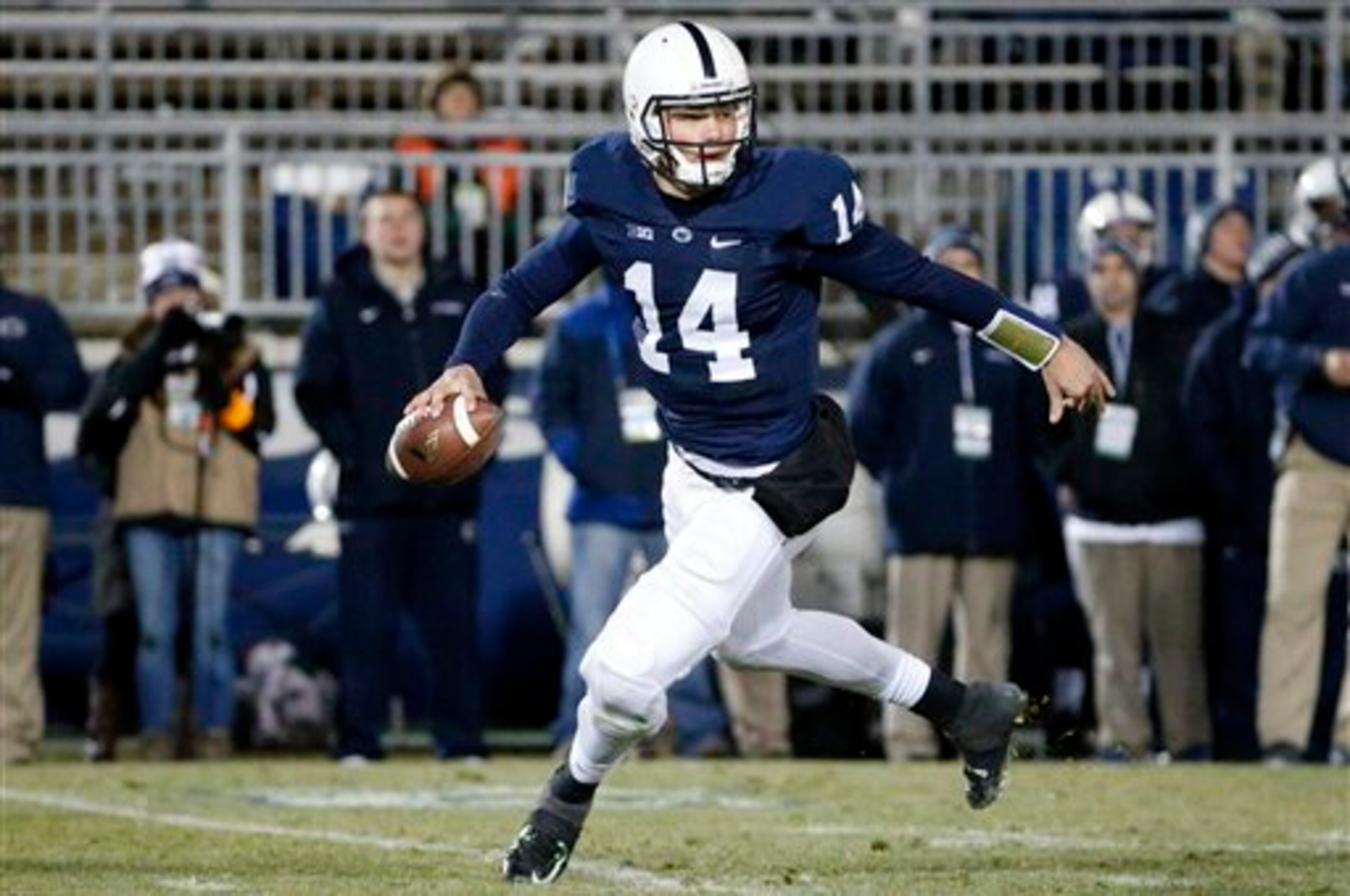 Christian Hackenberg was constantly running for his life behind Penn State's line last fall.