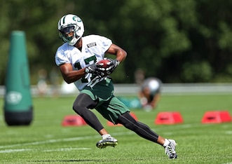 Wide receiver Chris Owusu (17, above) is fighting for a job in the Jets offense.
