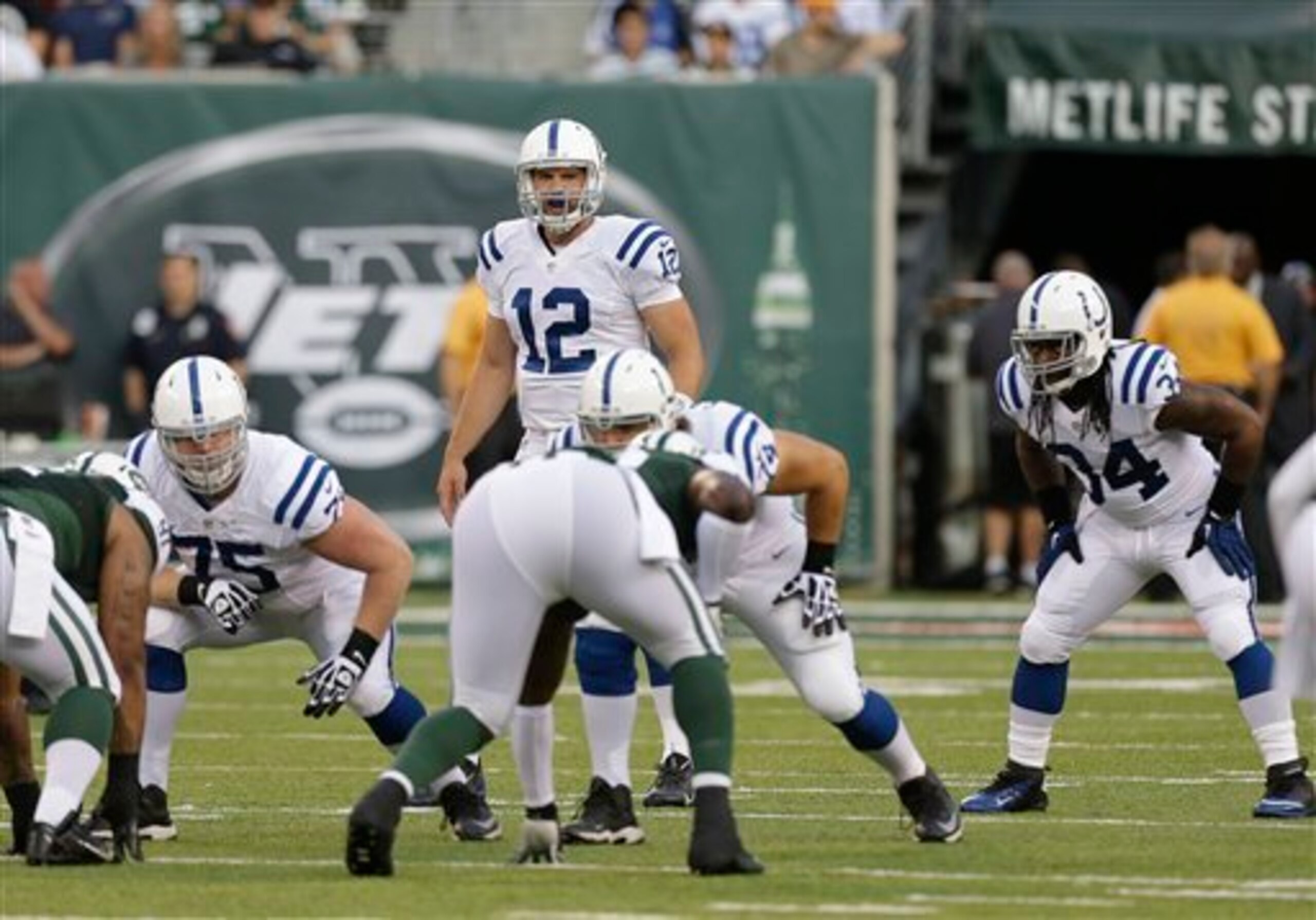 The Jets will have an opportunity to prove how far their defense has come when they take on quarterback Andrew Luck (12, above) and the Indianapolis Colts.
